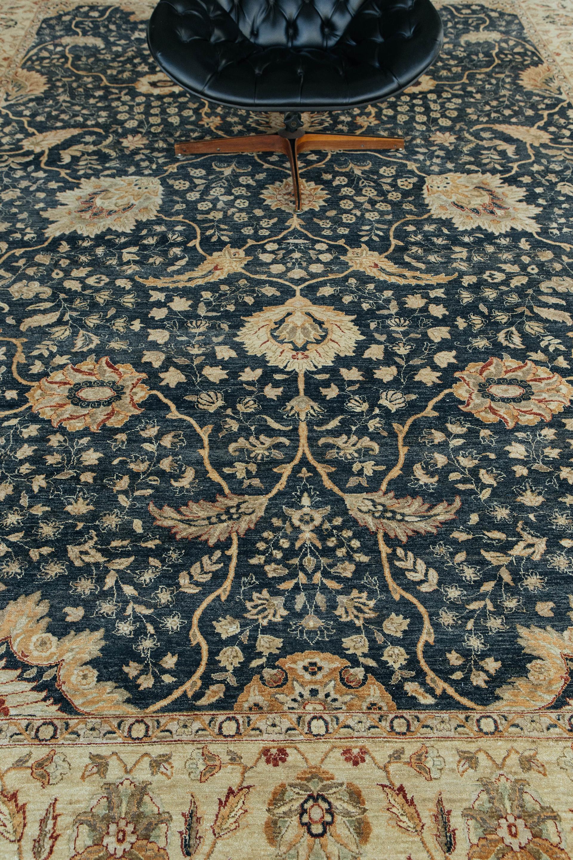 Pakistani Mehraban Natural Dye Antique Oushak Revival Rug For Sale