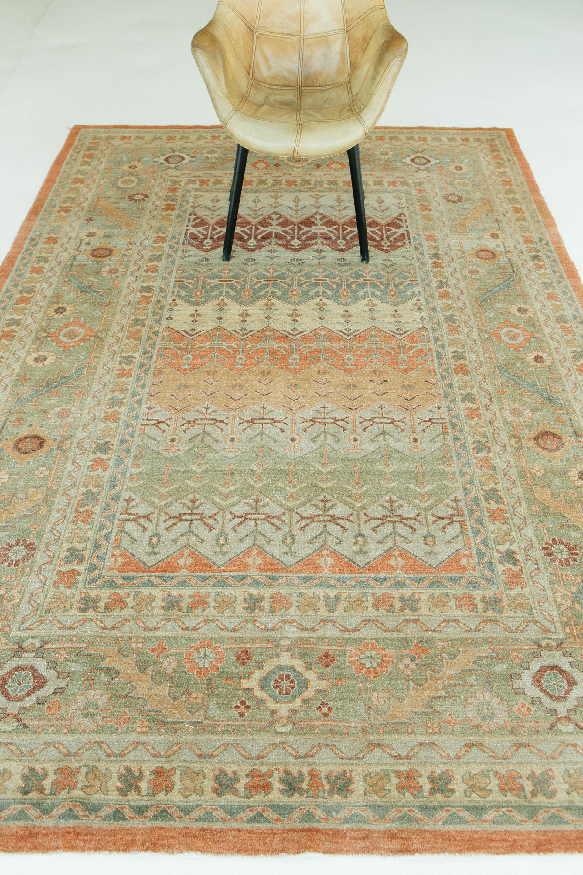 Afghano Mehraban Rugs con tintura naturale e disegno a pannelli in stile Bakhtiari D5105 in vendita