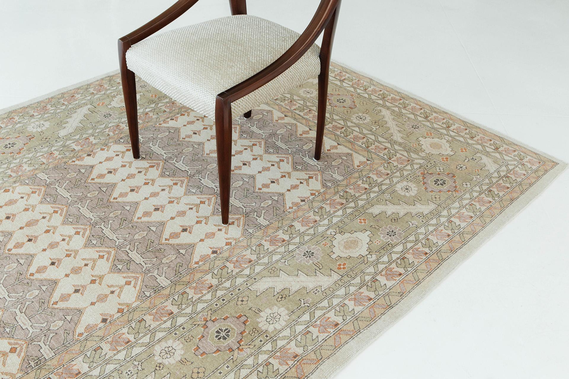 Annodato a mano Mehraban Rugs con tintura naturale e disegno a pannelli in stile Bakhtiari D5105 in vendita