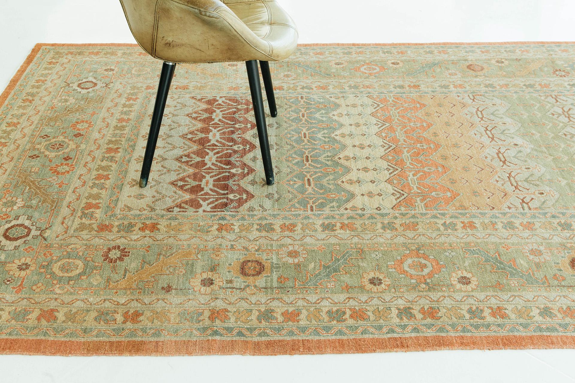 Annodato a mano Mehraban Rugs con tintura naturale e disegno a pannelli in stile Bakhtiari D5105 in vendita