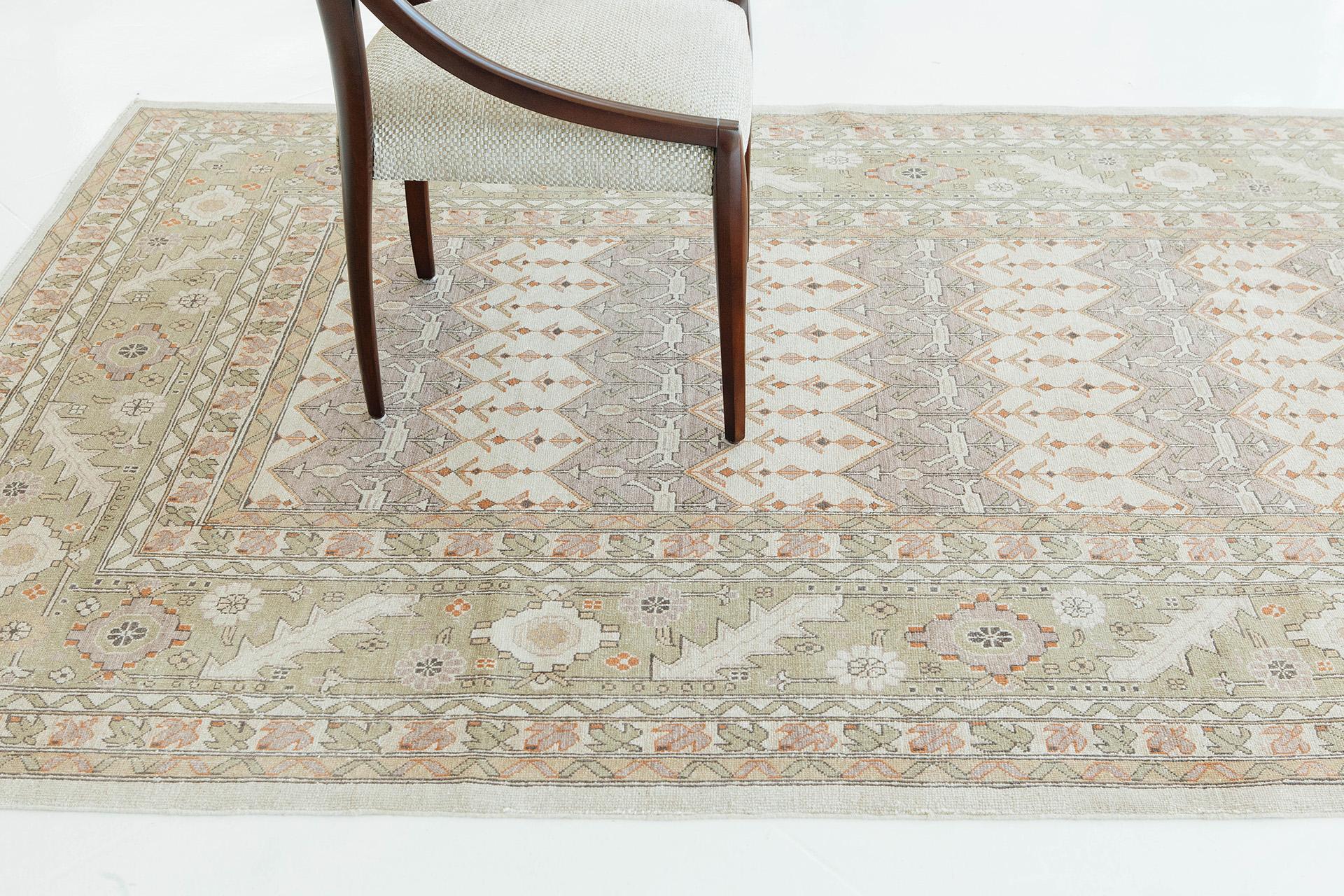 XXI secolo e contemporaneo Mehraban Rugs con tintura naturale e disegno a pannelli in stile Bakhtiari D5105 in vendita