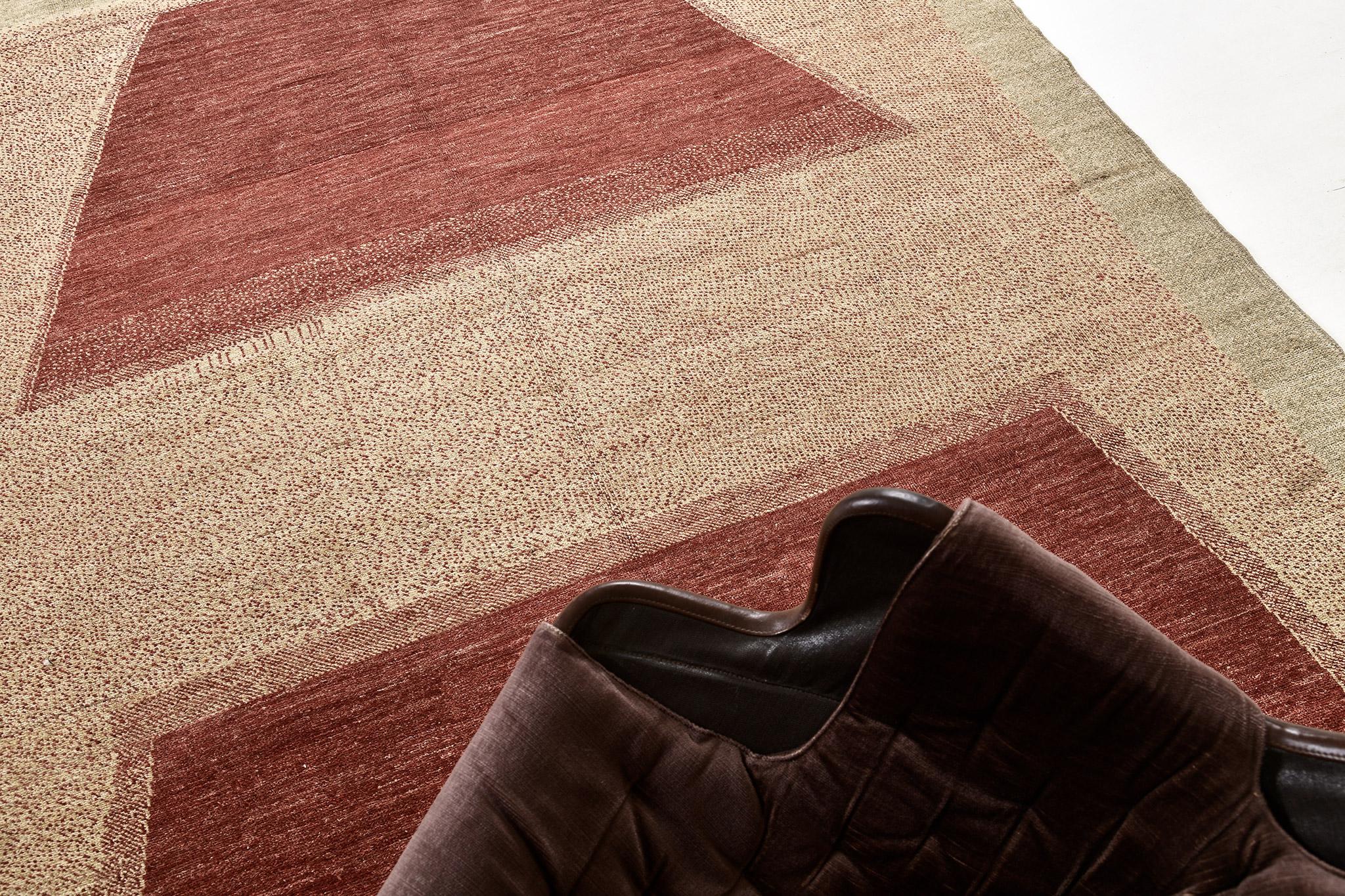 Hand-Knotted Mehraban Natural Dye Contemporary Design Rug Mondrian Collection For Sale