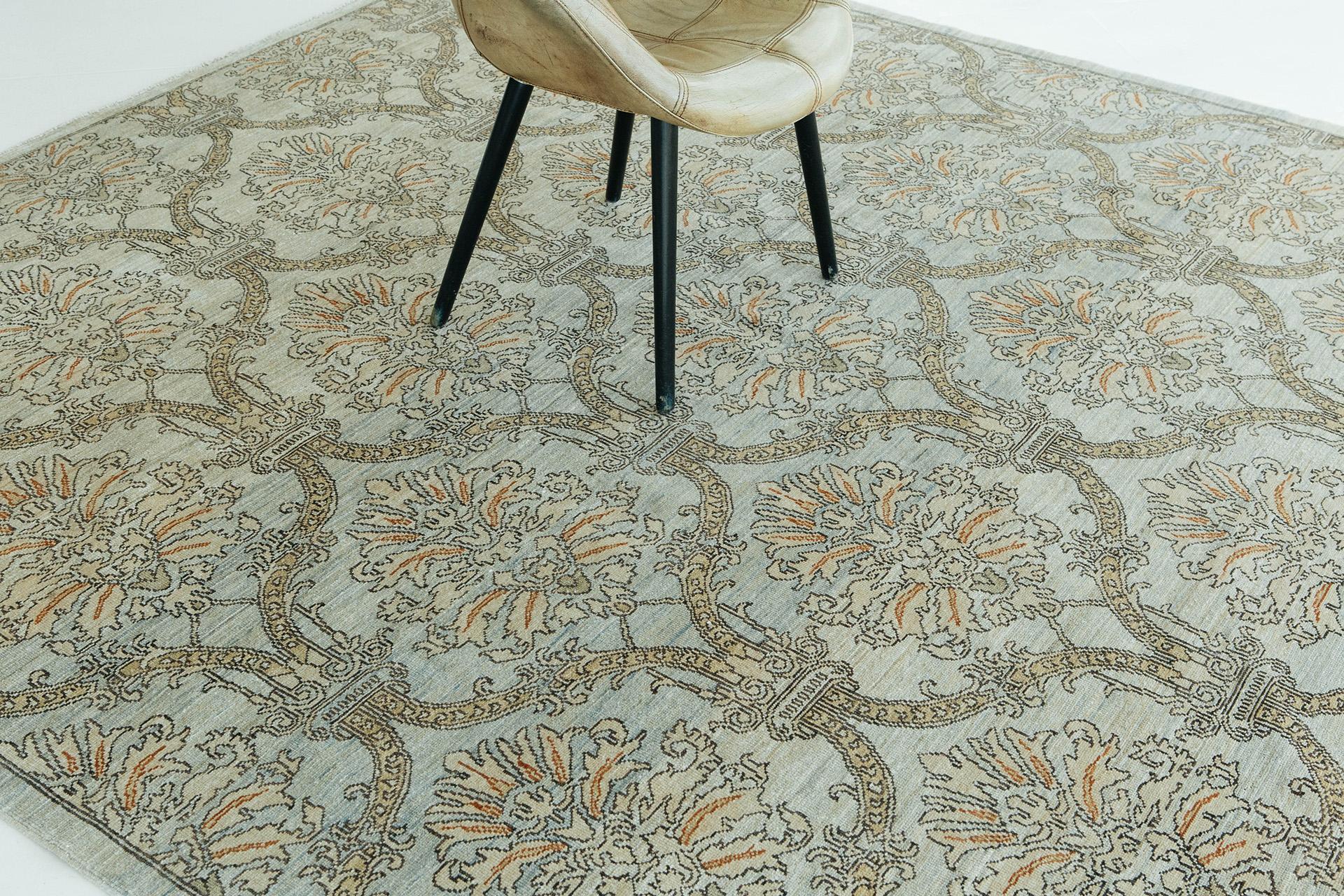 Mehraban Natural Dye Damask Design Rug Divine In New Condition For Sale In WEST HOLLYWOOD, CA