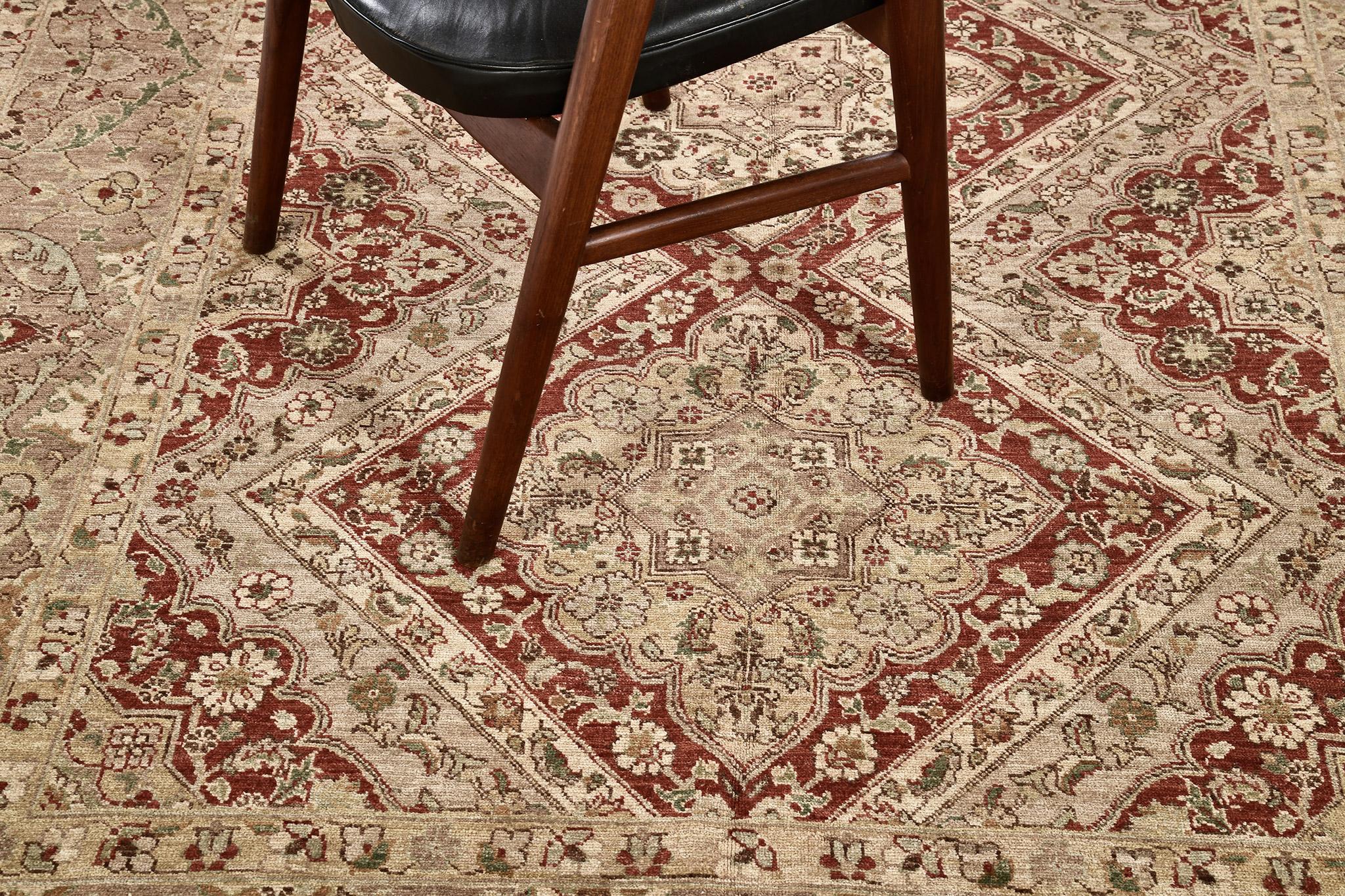 Hand-Knotted Mehraban Natural Dye Farahan Design Rug Bliss Collection For Sale