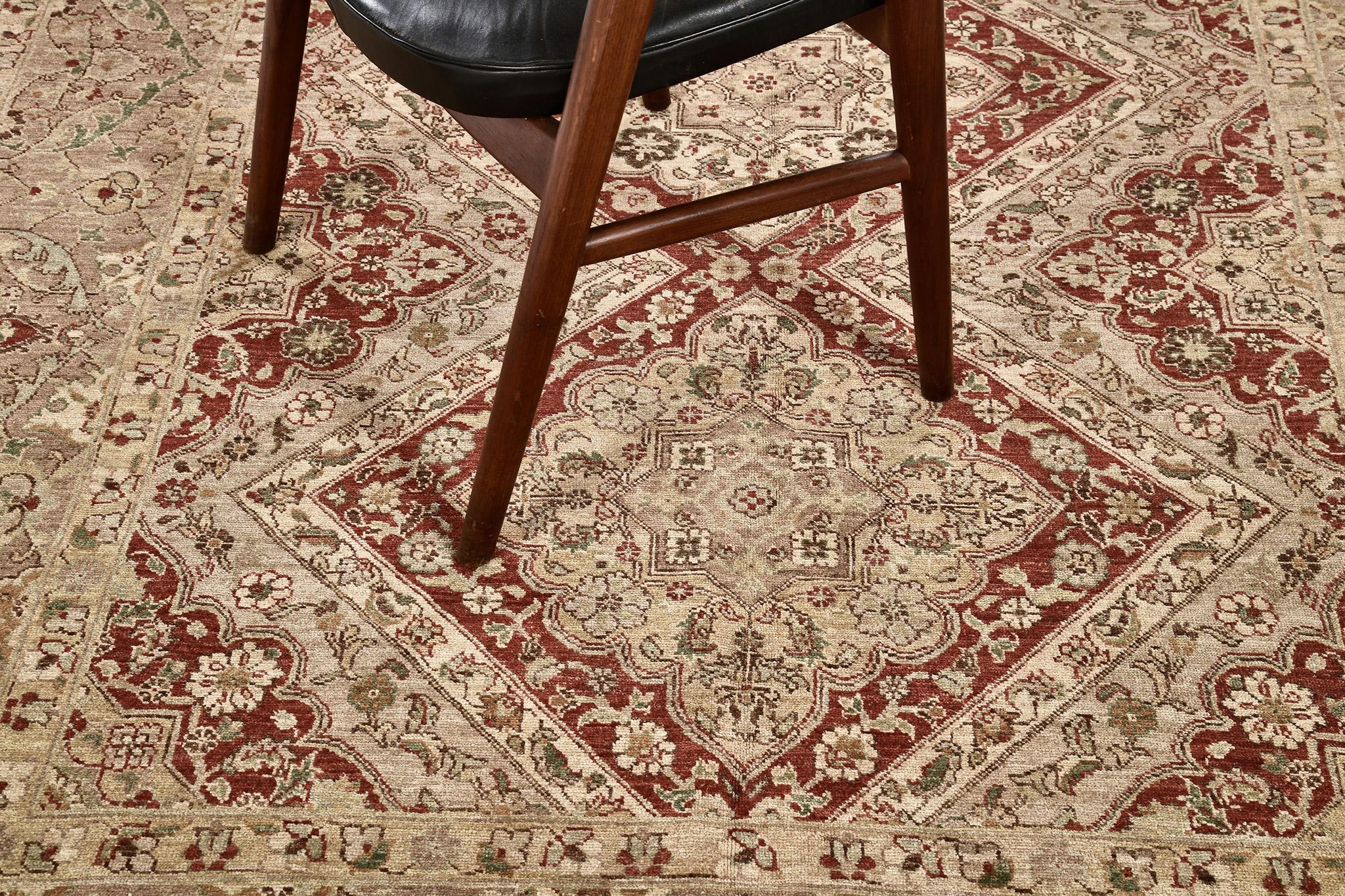 Annodato a mano Mehraban Rugs a tintura naturale con design Farahan Collezione Bliss in vendita