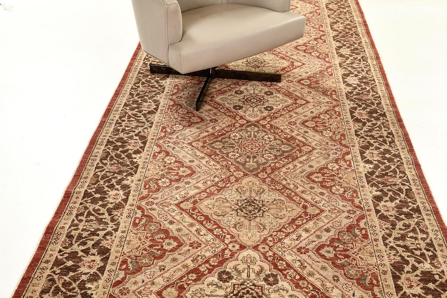 Hand-Knotted Mehraban Natural Dye Farahan Design Runner Bliss Collection For Sale