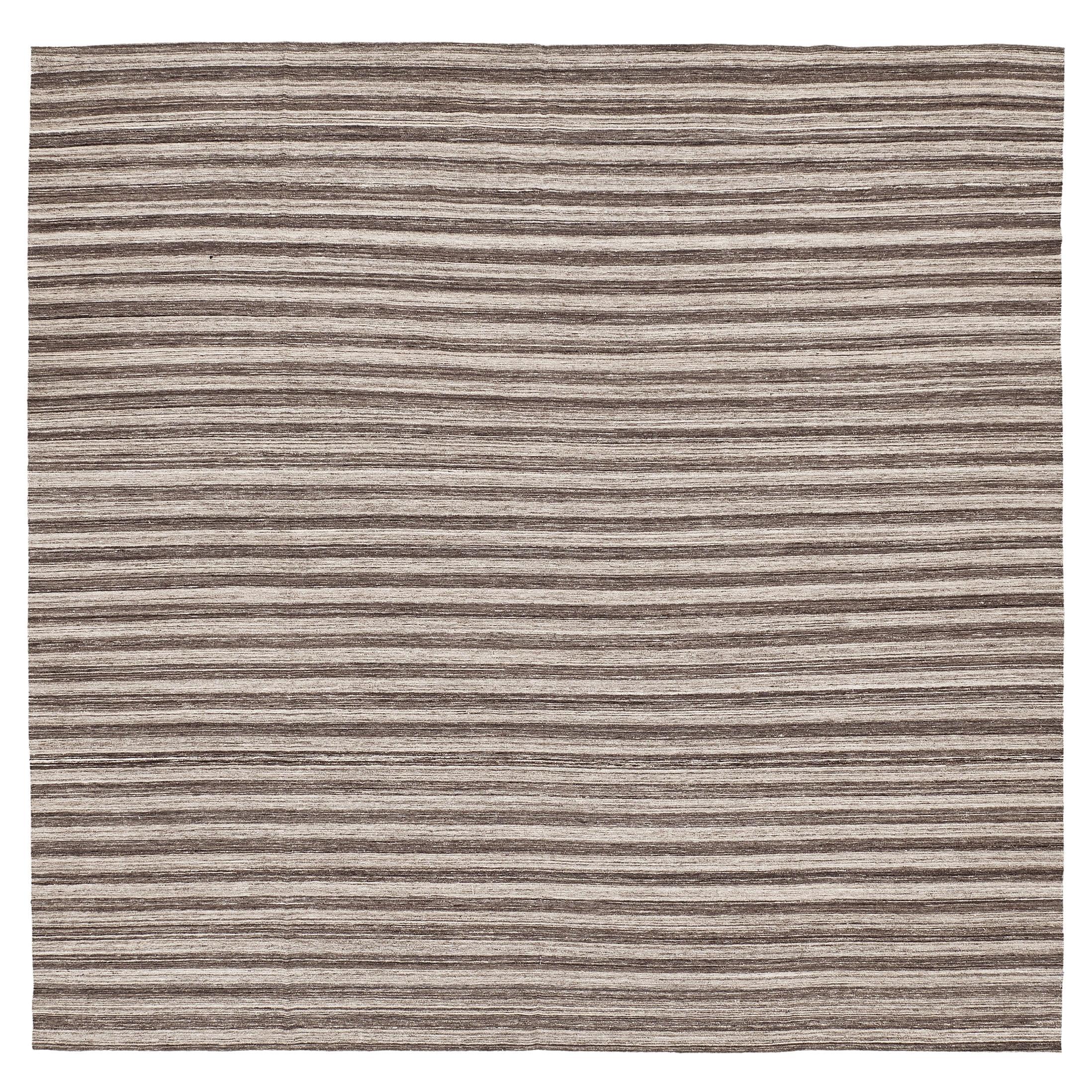 Mehraban Natural Dye Flat Weave Kilim Puro Collection Square Rug For Sale