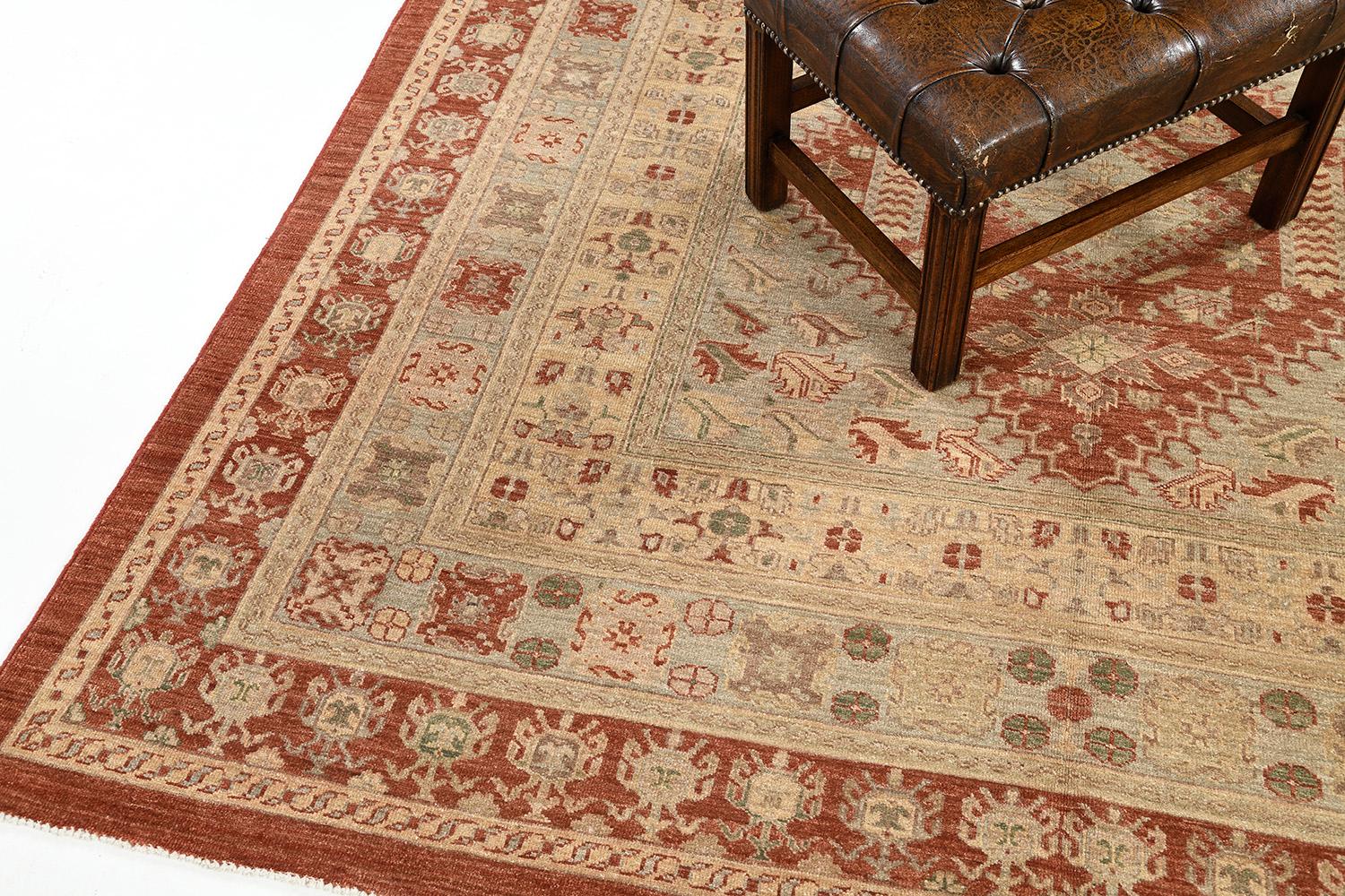 Hand-Knotted Mehraban Natural Dye Gashgai Revival Square Rug For Sale