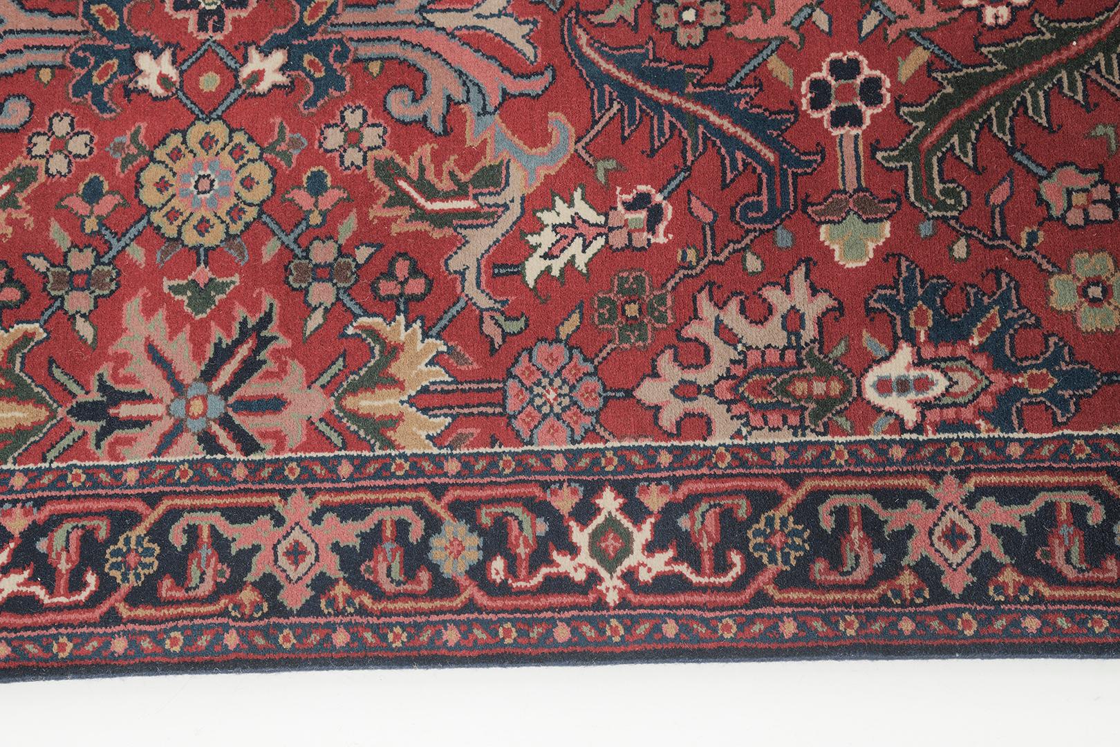 Hand-Knotted Mehraban Natural Dye Indo Kashan Runner For Sale