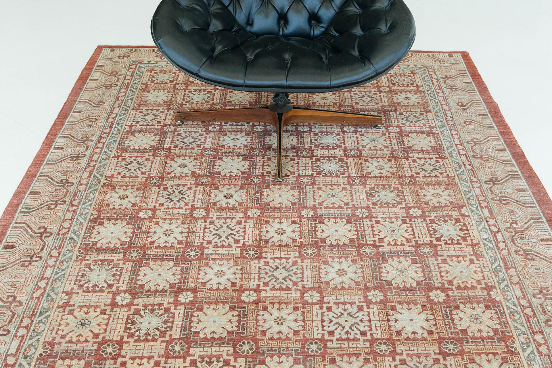 Afghan Mehraban Natural Dye Khotan Panel Design Bliss Collection D5146 For Sale
