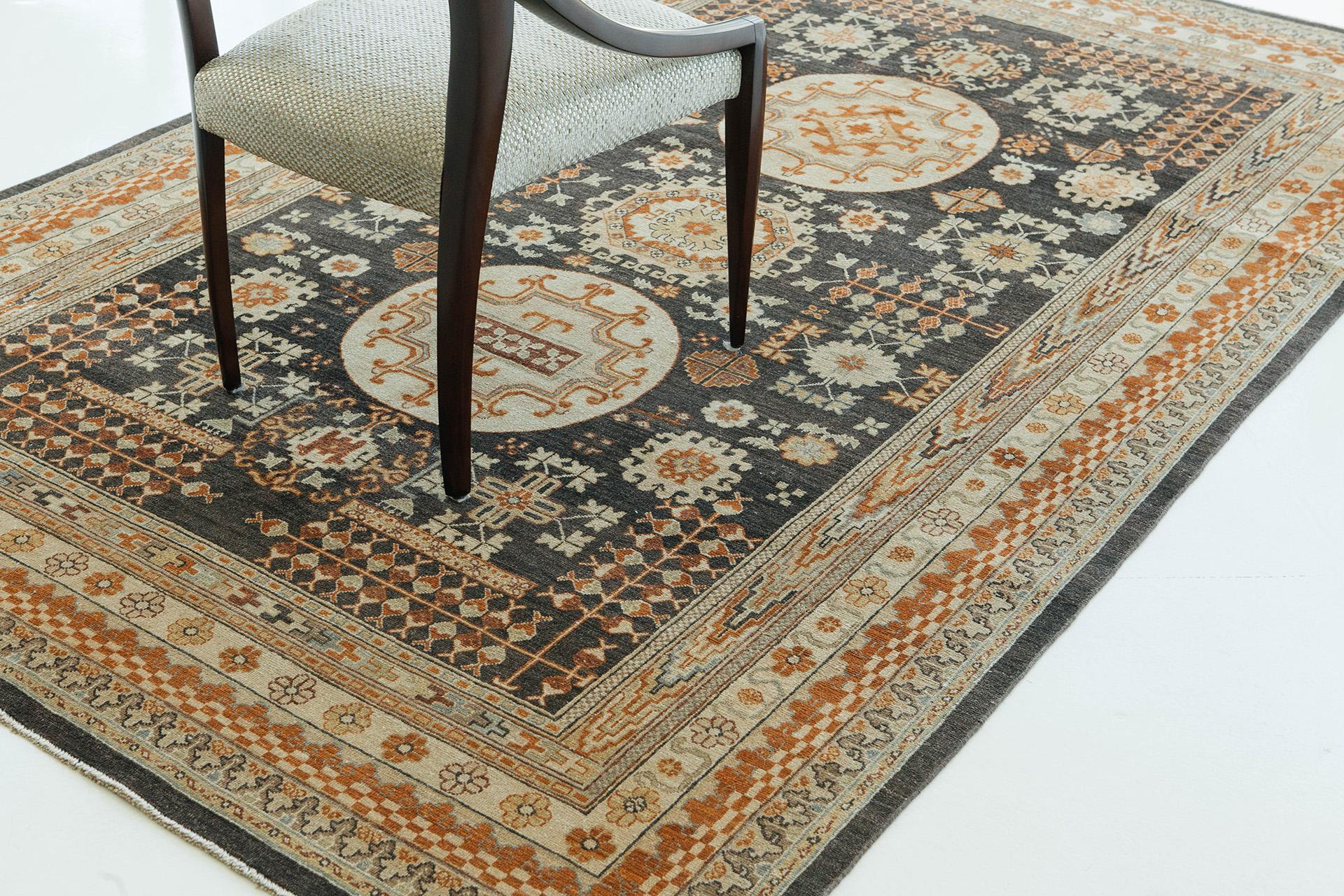 Annodato a mano Mehraban Rugs con tintura naturale in stile khotan Collection'S D5429 in vendita