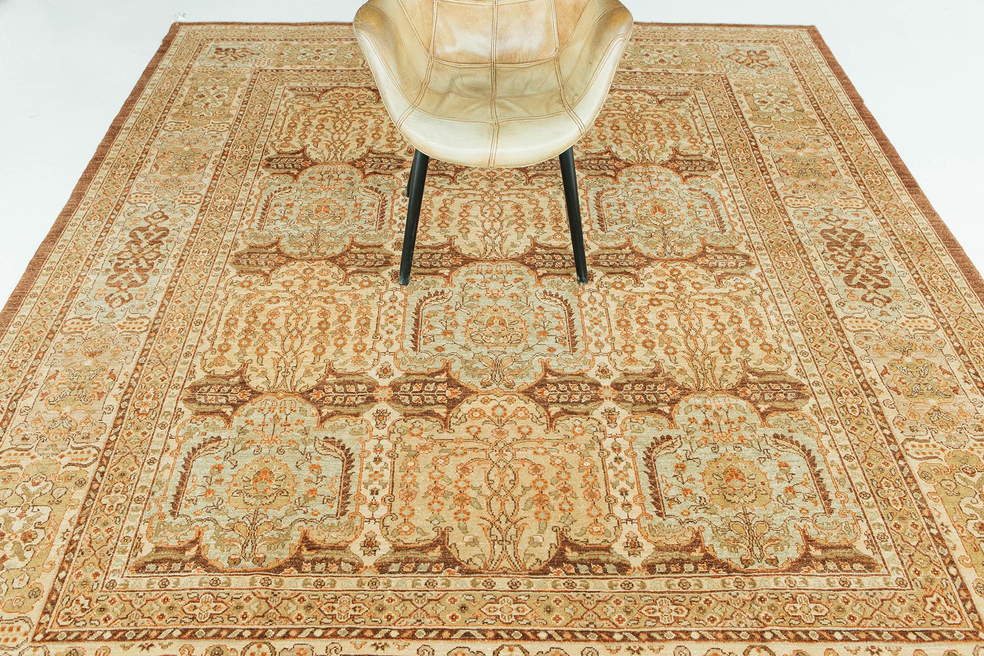 Hand-Knotted Mehraban Natural Dye Lavar Kerman Style Bliss Collection D5138 For Sale