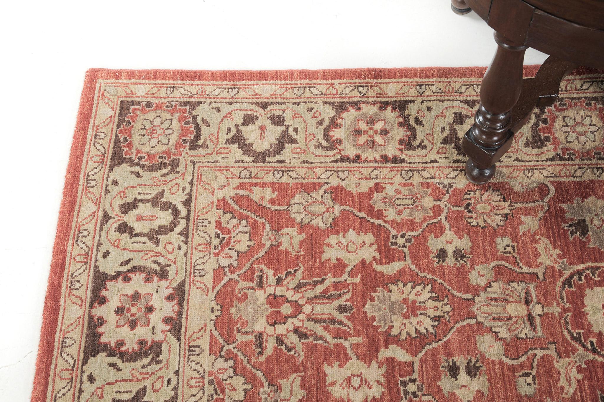 Noué à la main Mehraban - Tapis à motif Mahal teinté naturel Divine Collection D5049 en vente