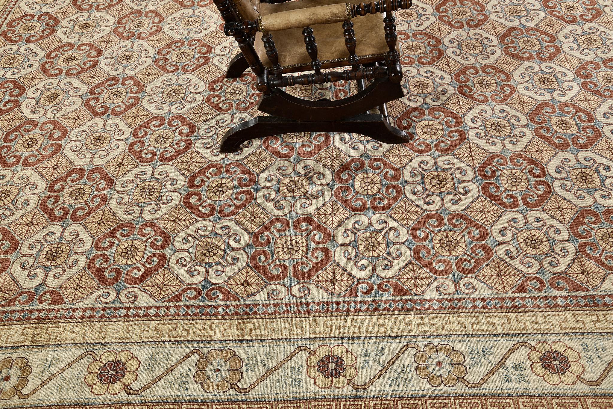 Mehraban Natural Dye Mamluk Design Rug Fable Collection D5557 In New Condition For Sale In WEST HOLLYWOOD, CA