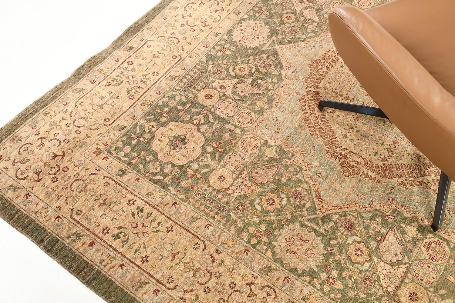 Hand-Knotted Mehraban Natural Dye Mamluk Revival Bliss Collection Square Rug For Sale