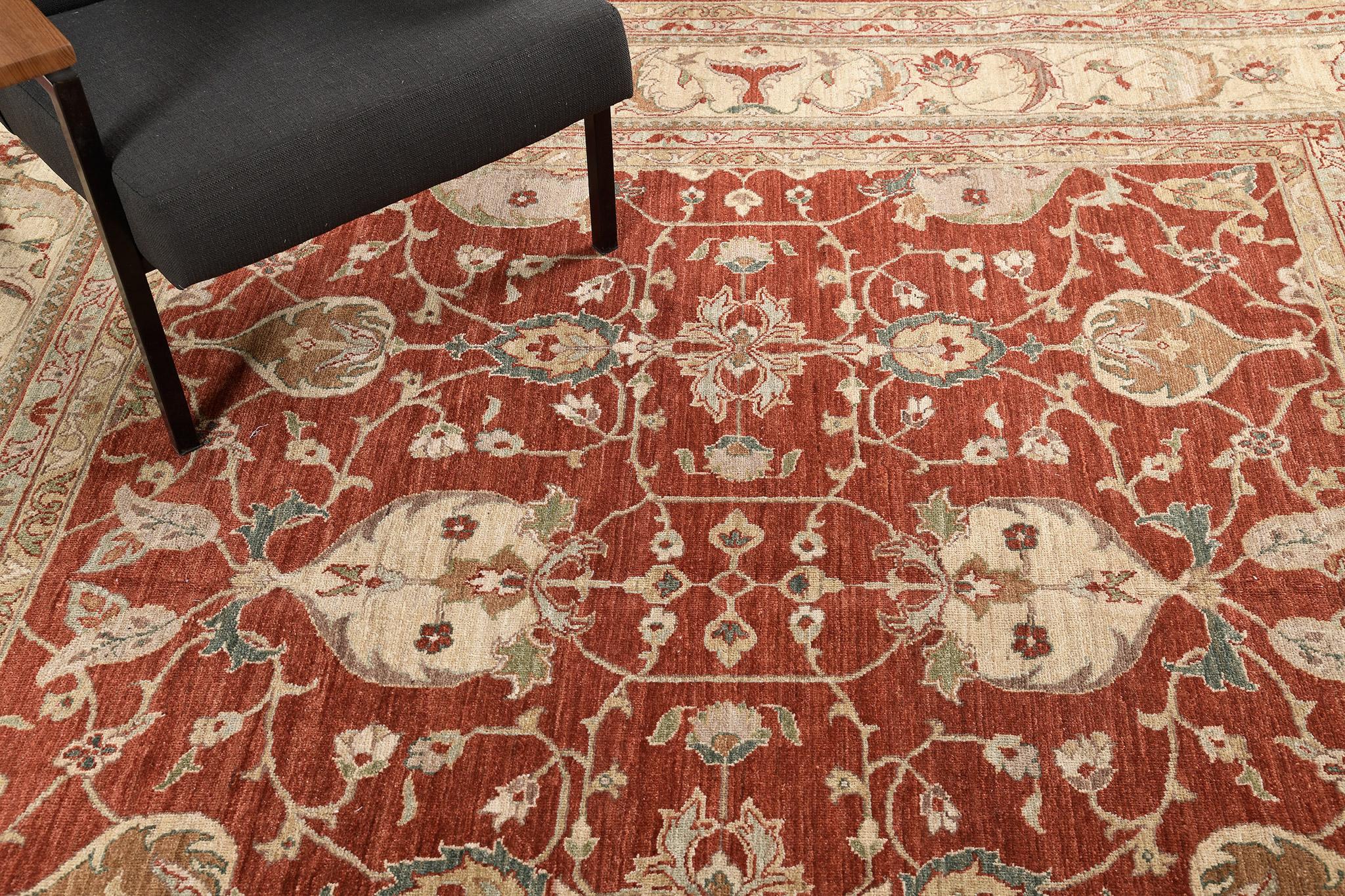 Mehraban Naturfarbener Oushak-Teppich im Oushak-Design D5081 Divine im Angebot 3