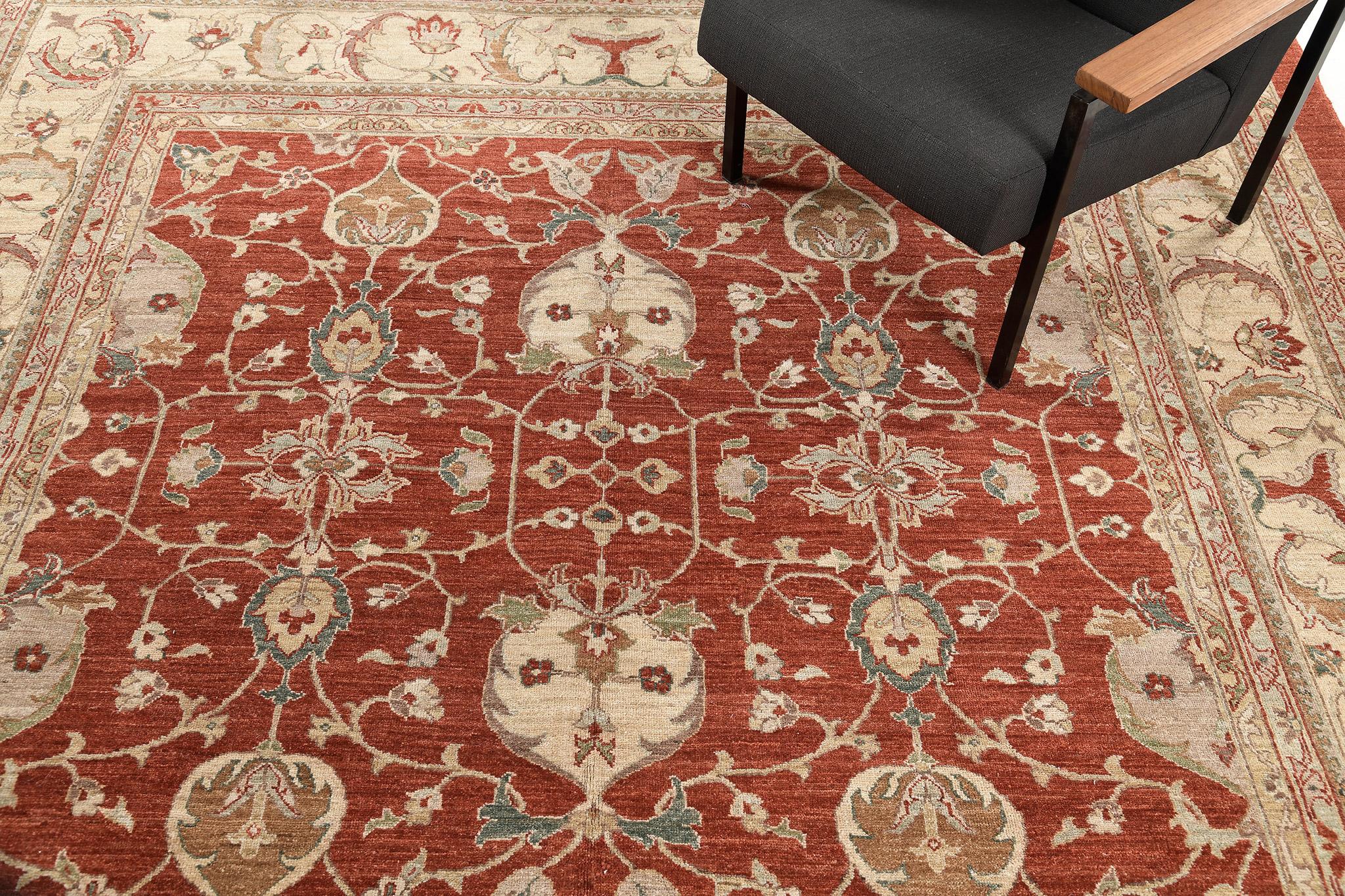 Mehraban Naturfarbener Oushak-Teppich im Oushak-Design D5081 Divine im Angebot 5