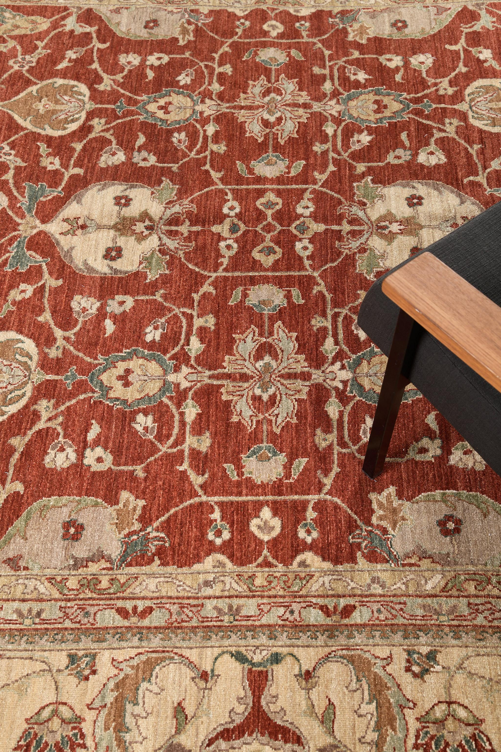Mehraban Naturfarbener Oushak-Teppich im Oushak-Design D5081 Divine (Handgeknüpft) im Angebot