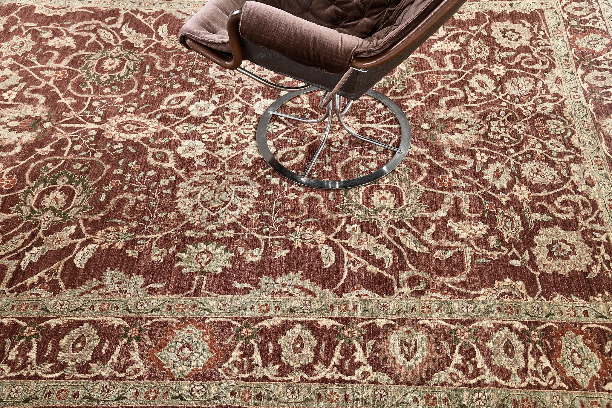 Hand-Knotted Mehraban Natural Dye Sarouk Farahan Style Rug D70 Fable For Sale