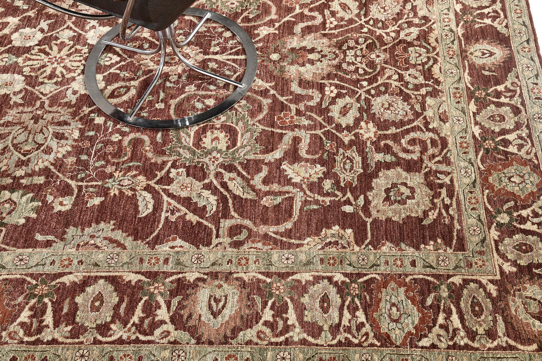 Mehraban Natural Dye Sarouk Farahan Style Rug D70 Fable In New Condition For Sale In WEST HOLLYWOOD, CA