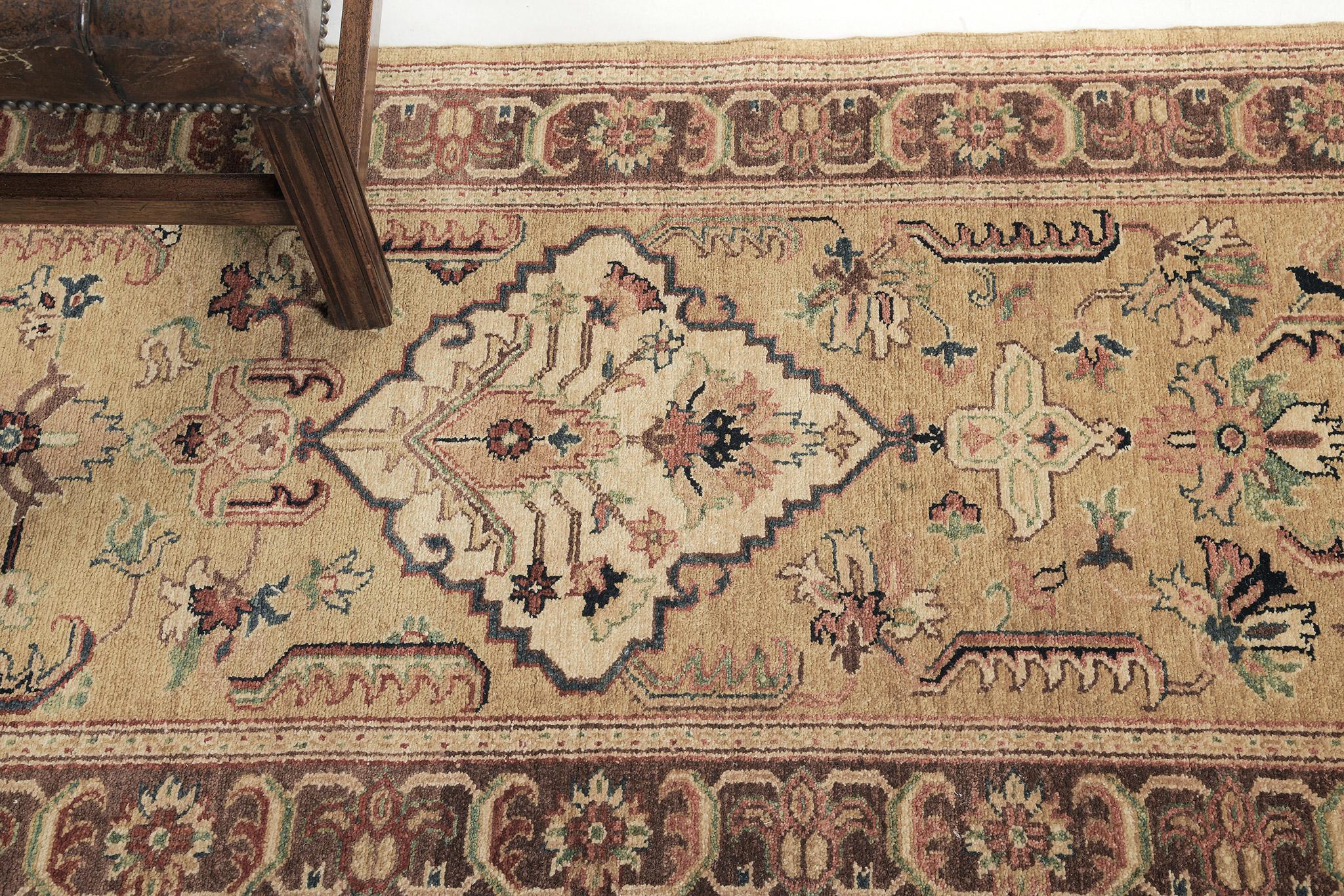 Hand-Knotted Mehraban Natural Dye Shiraz Revival Runner For Sale