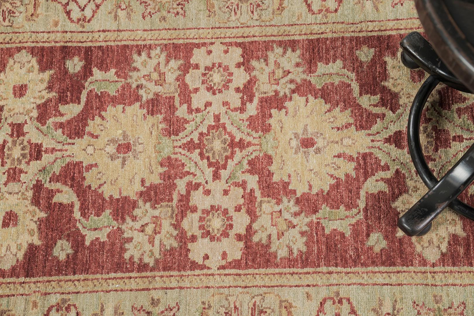 Hand-Knotted Mehraban Natural Dye Sultanabad Design D244 Divine For Sale