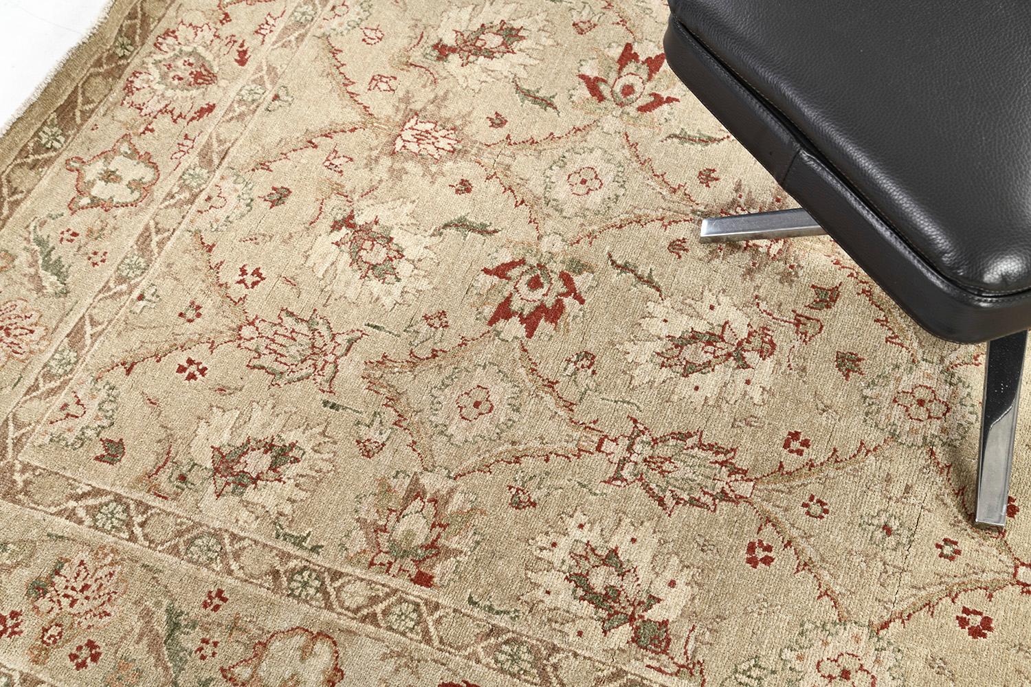 Hand-Knotted Mehraban Natural Dye Sultanabad Design Rug D244 Divine For Sale
