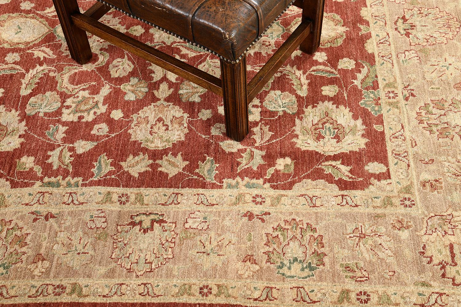 Hand-Knotted Mehraban Natural Dye Sultanabad Revival Square Rug For Sale