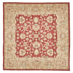 Mehraban Quadratischer Sultanabad-Revival-Teppich mit Naturfarben