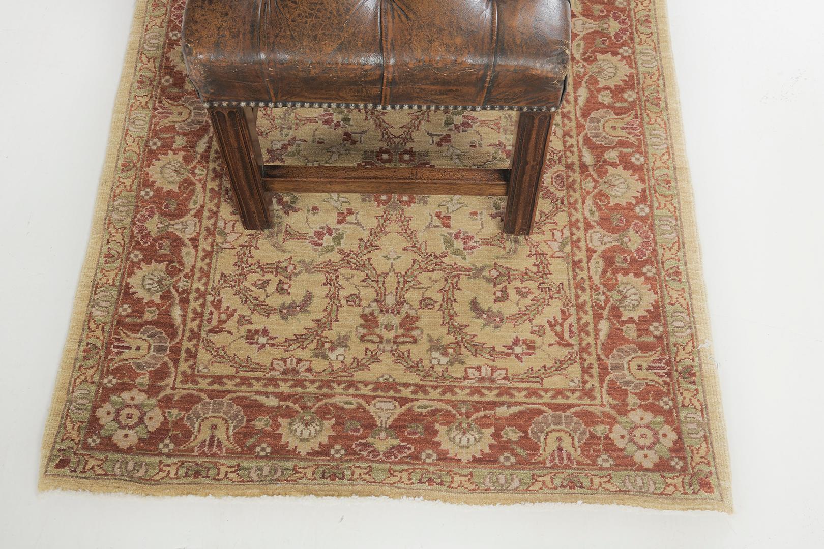 Mehraban Natural Dye Sultanabad Style Läufer D5055 Bliss Kollektion (Handgeknüpft) im Angebot