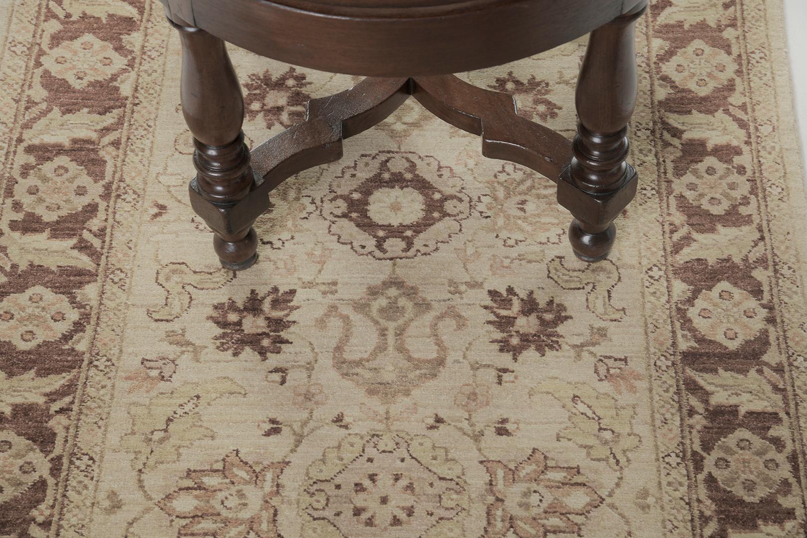 Mehraban Natural Dye Tabriz Allover Design Läufer D5071 (Handgeknüpft) im Angebot