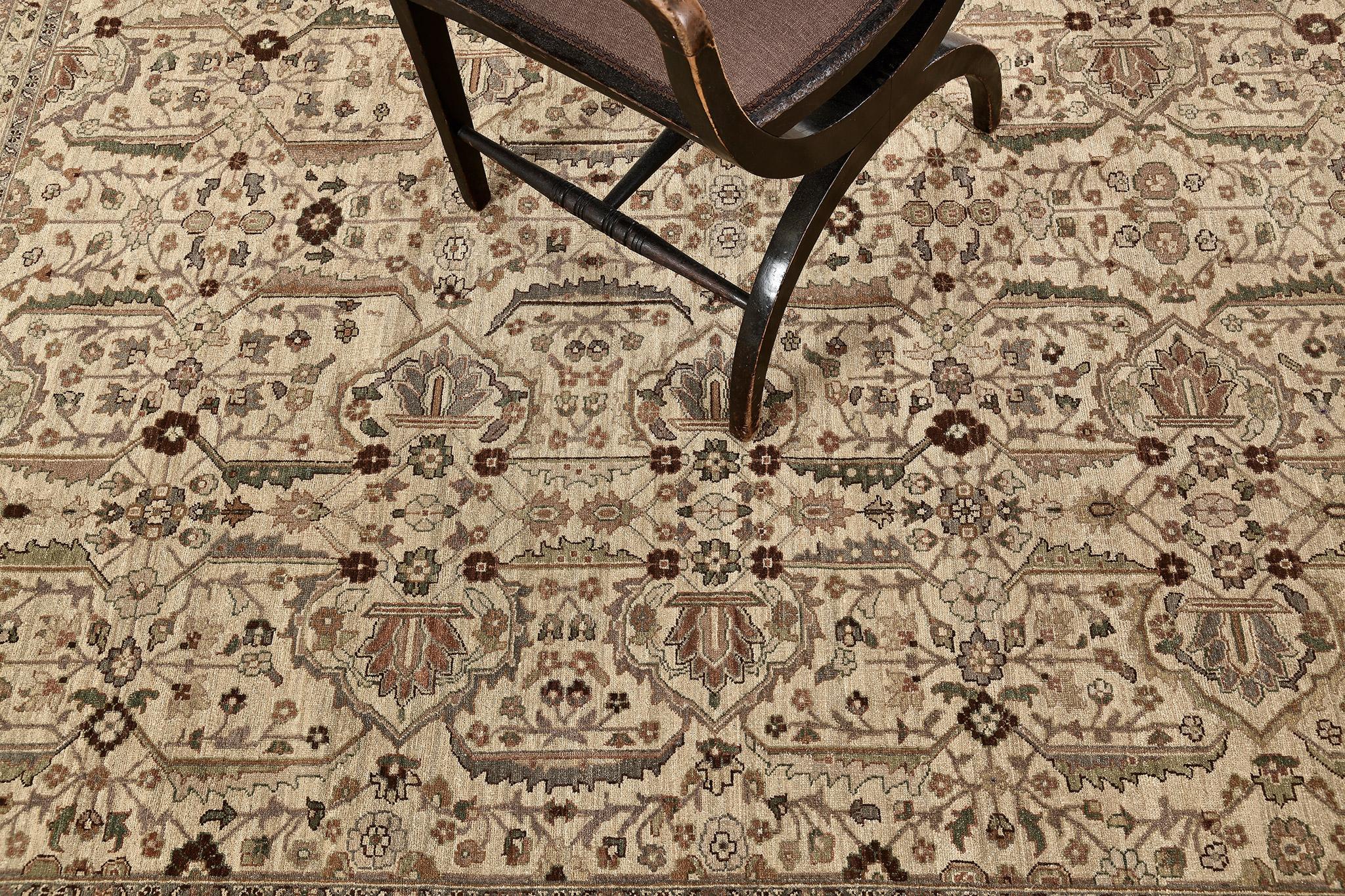 Afghan Mehraban - Tapis Tabriz à motif de teinture naturelle D525252 Fable en vente