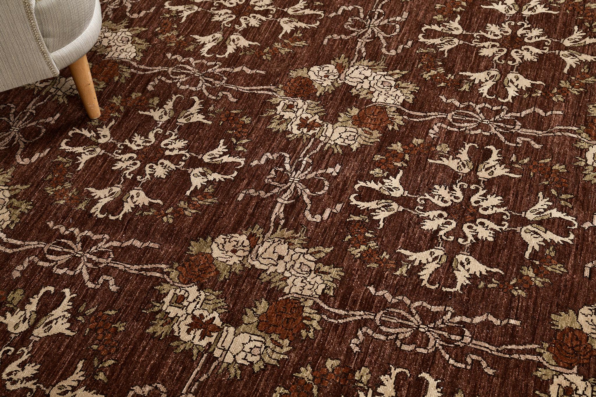 Hand-Knotted Mehraban Natural Dye Transitional Design Rug D5069 Bliss For Sale