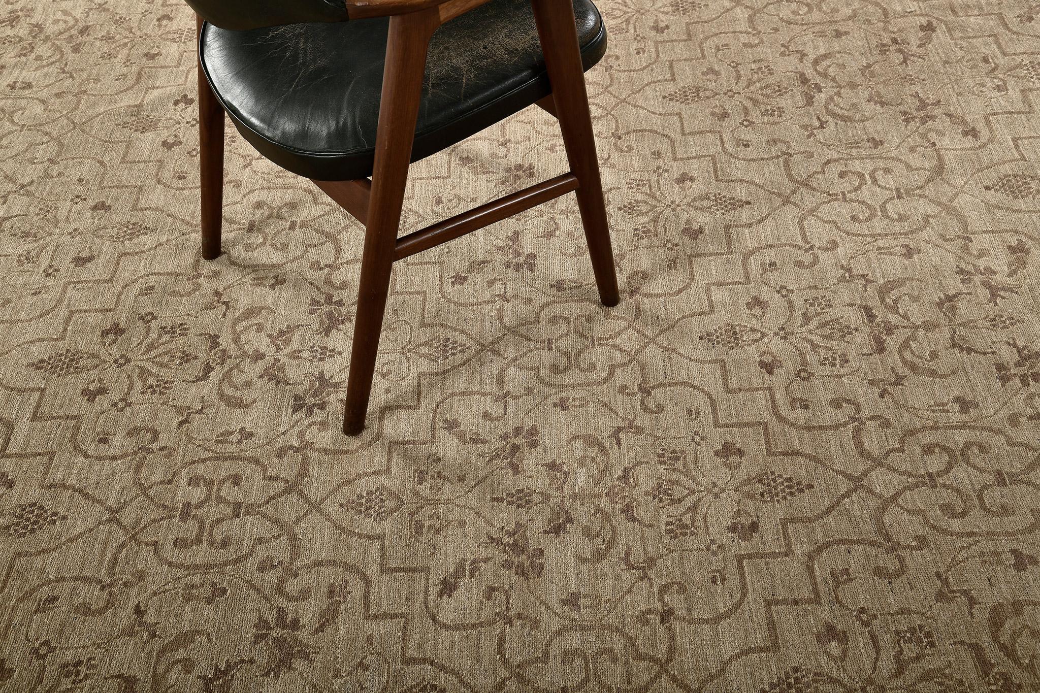 Mehraban Naturfarbener Übergangsteppich Design D5159 Divine (Afghanisch) im Angebot