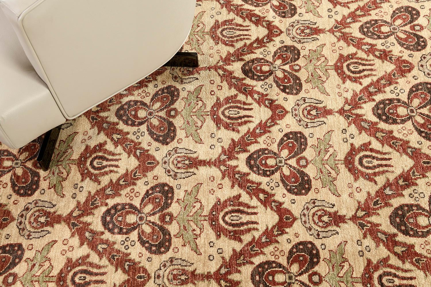 Annodato a mano Mehraban Rugs, Tappeto Quadrato Transitorio con Tintura Naturale in vendita