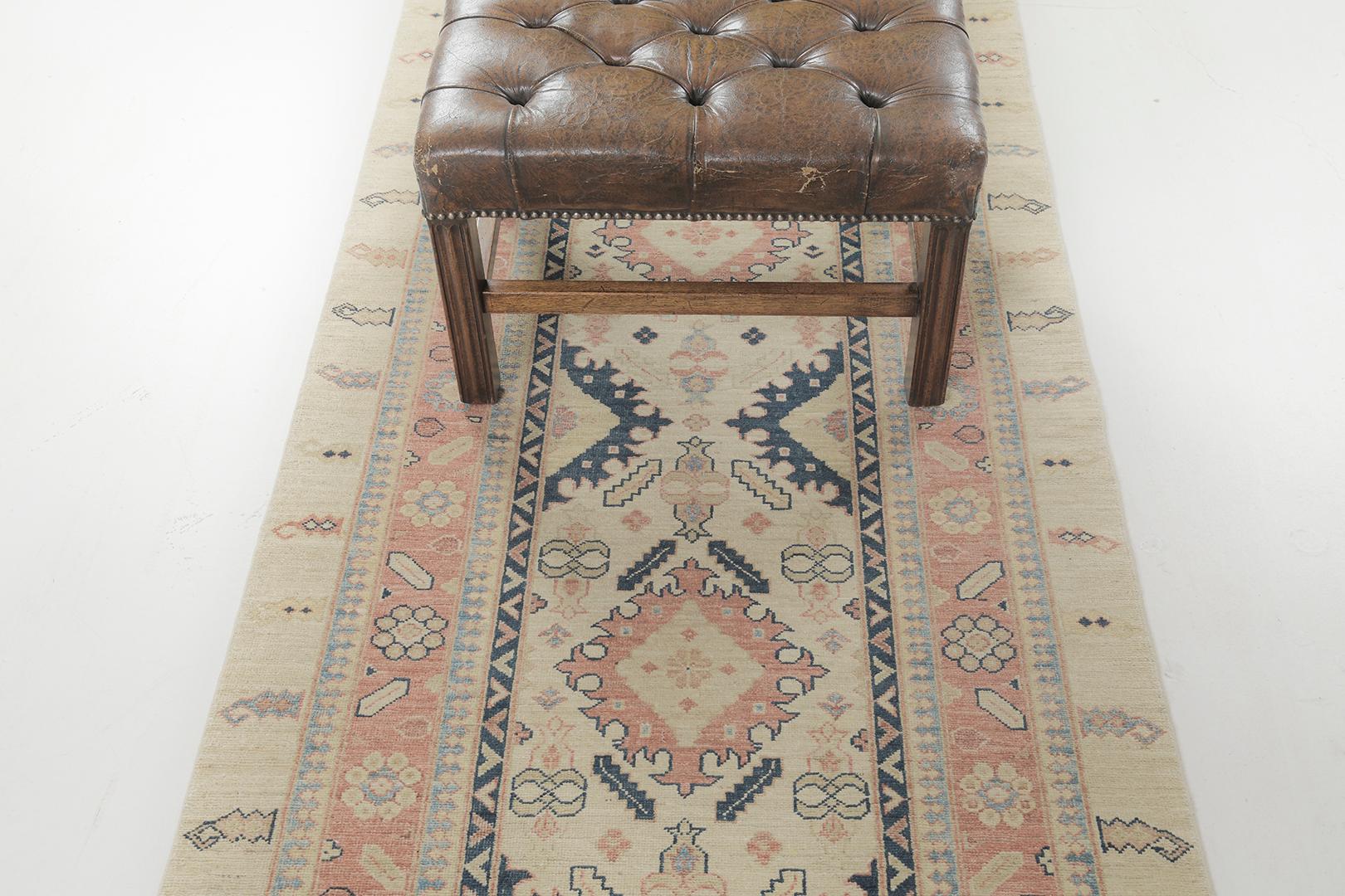 Mehraban Camino de Mesa Renacimiento Tribal Tinte Natural D5053 Colección Divina Anudado a mano en venta