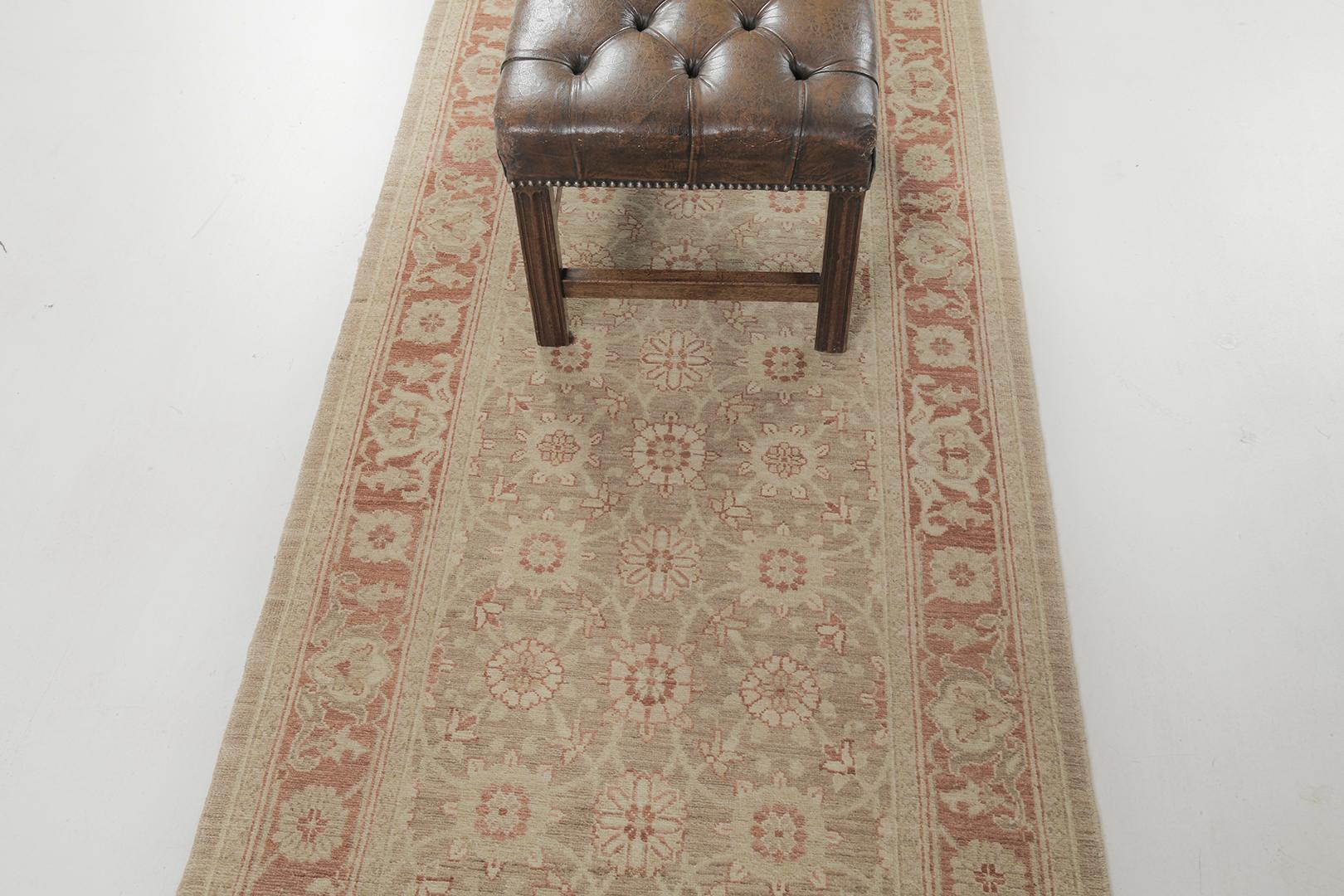 Traves de Mesa Mehraban Tinte Natural Diseño Varamin D5065 Divino Anudado a mano en venta