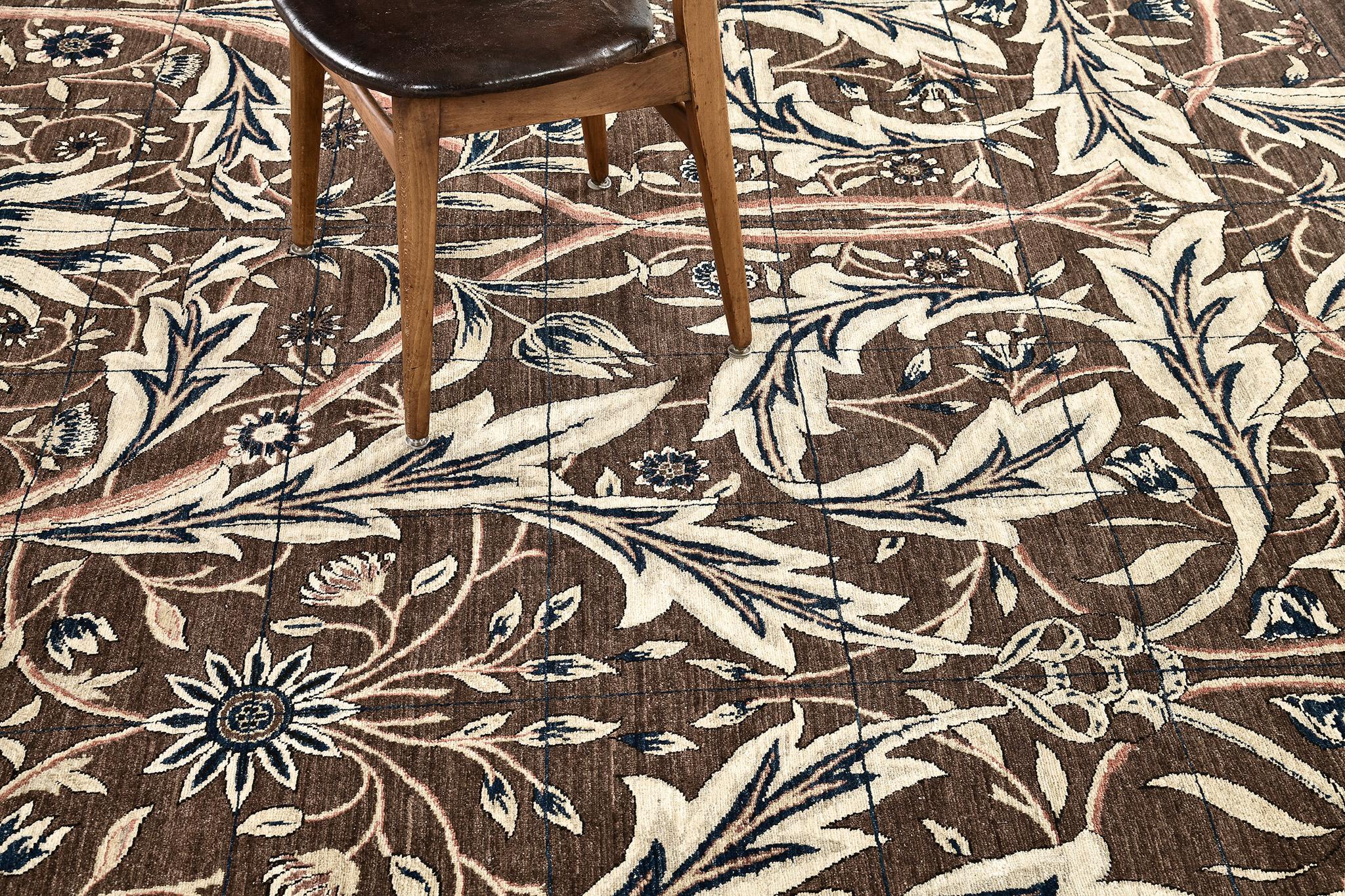 Mehraban Teppich im William Morris Design-Stil mit Naturfarbe (Handgeknüpft) im Angebot