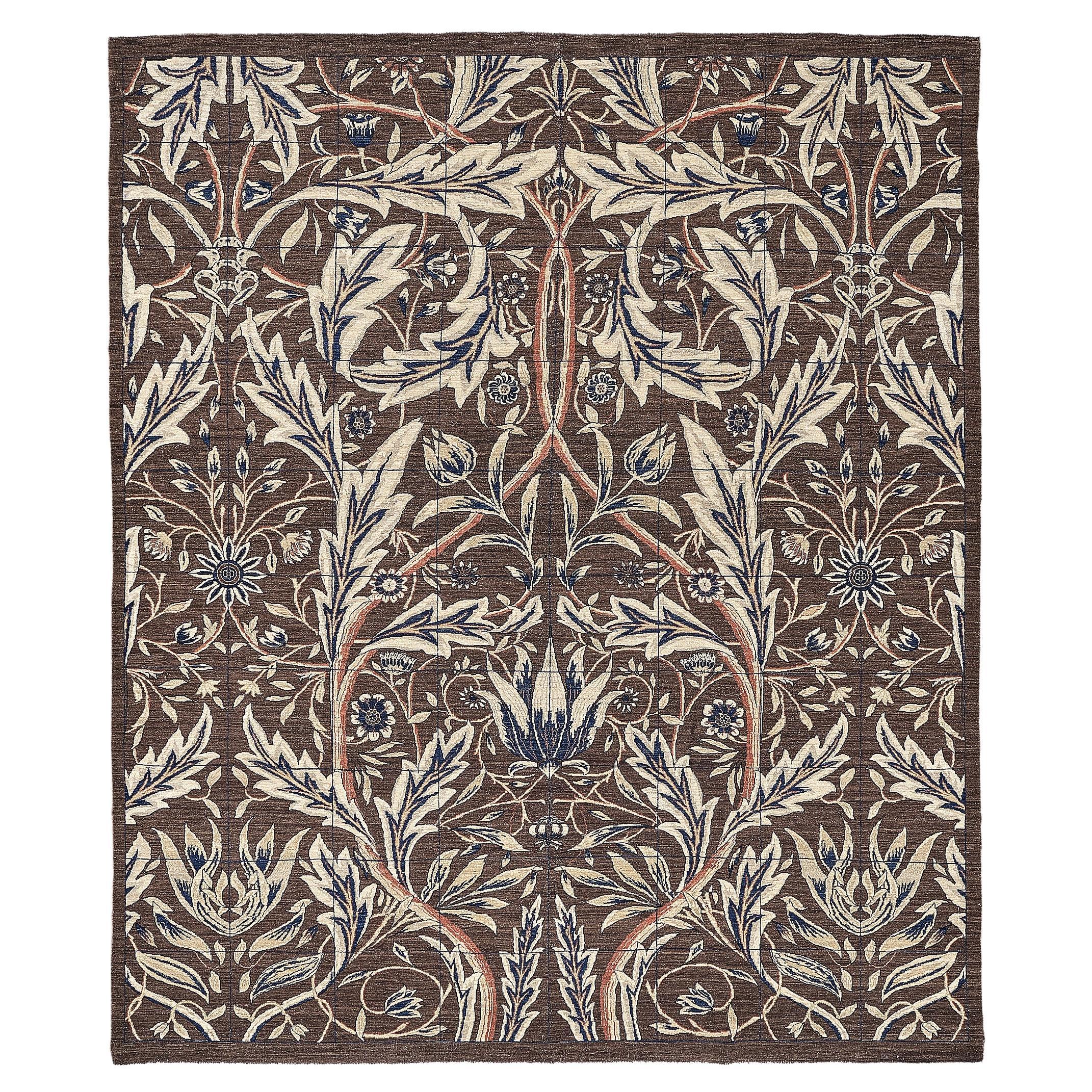 Mehraban Teppich im William Morris Design-Stil mit Naturfarbe im Angebot