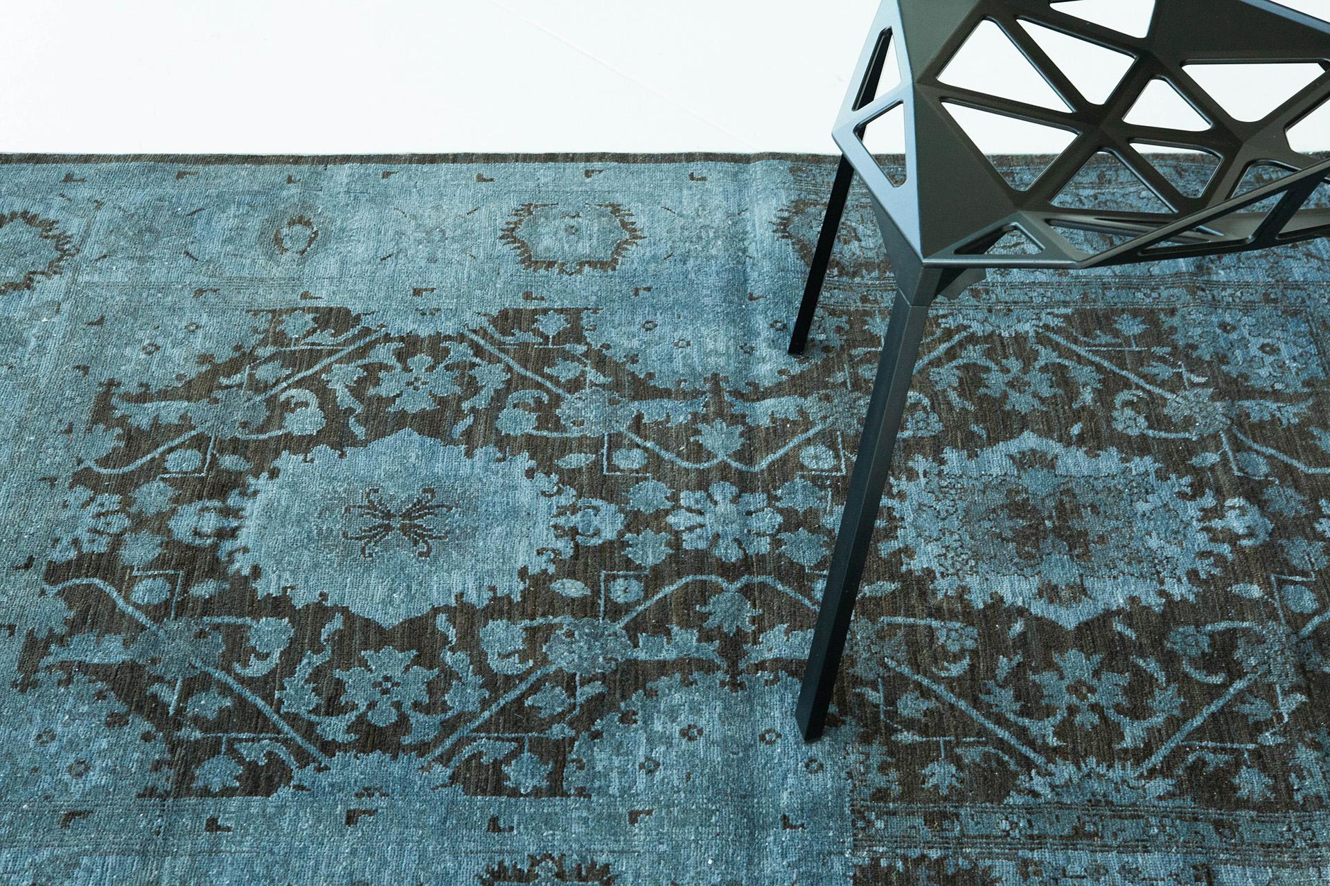 Contemporary Mehraban Overdyed Distressed Mahal Design Rug For Sale