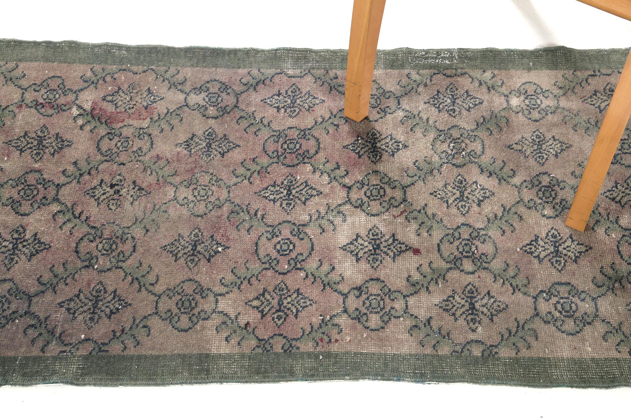 Hand-Knotted Mehraban Overdyed Vintage Turkish Anatolian Runner For Sale