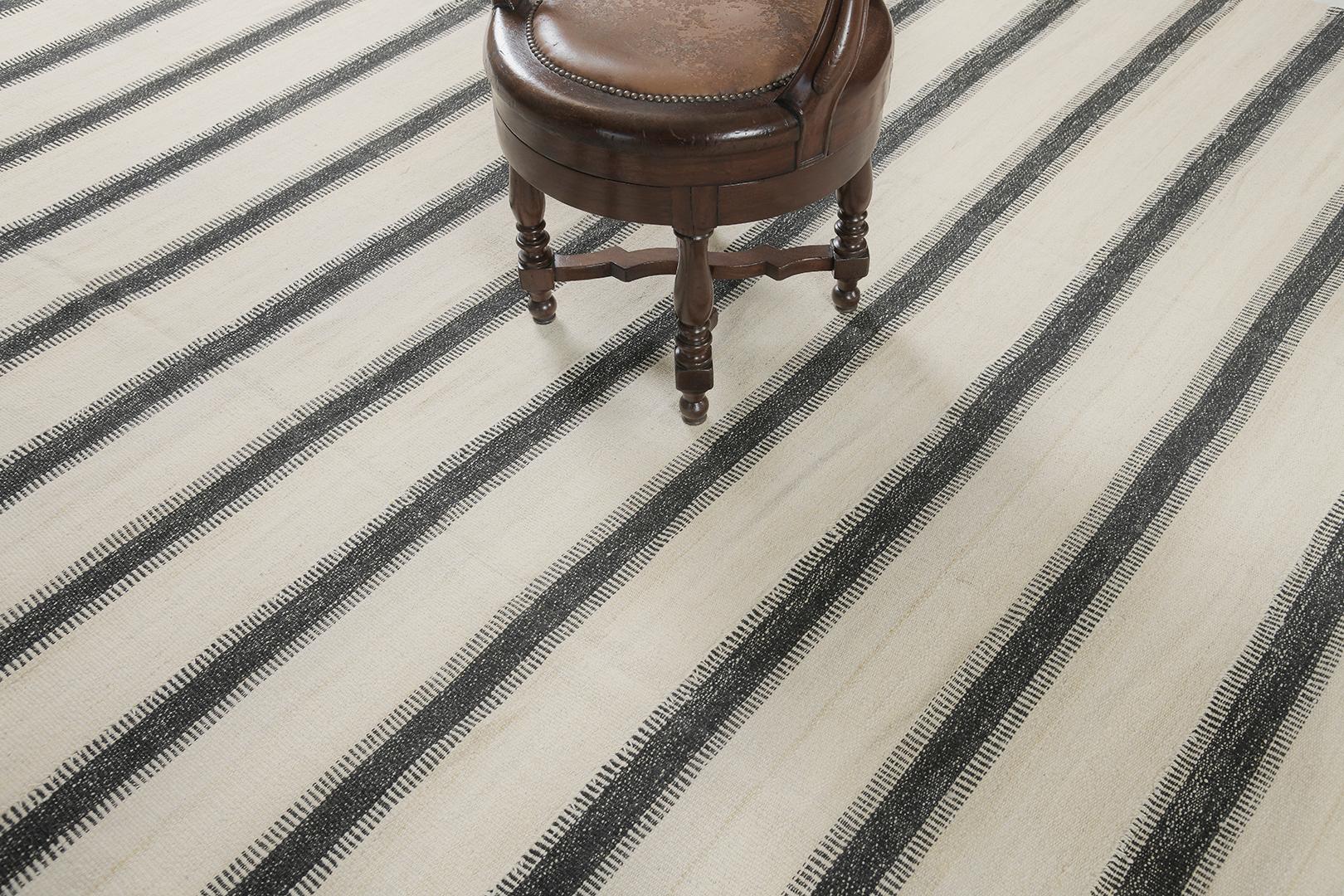 Persian Jejim Kilim is flat weave wool that has dark and light horizontal stripes. With its simplicity and grace, it is flexible in every interior you want to arrange with. 

Rug Number 26949
Size 11' 0