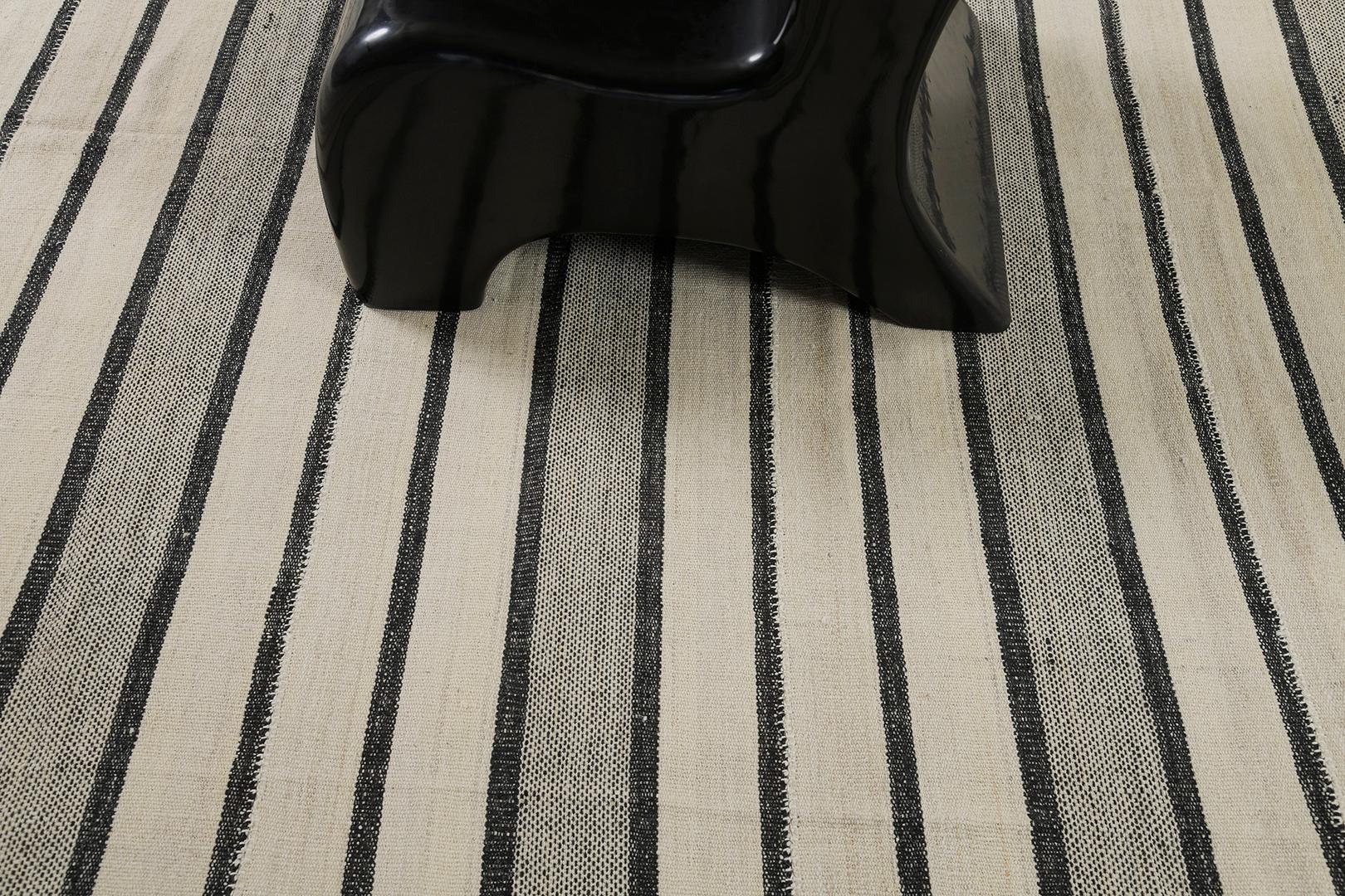 Persian Jejim Kilim is flat weave wool that has dark and light linear stripes. With its simplicity and grace, it is flexible in every interior you want to arrange with. 

Rug Number 27099
Size 12' 2