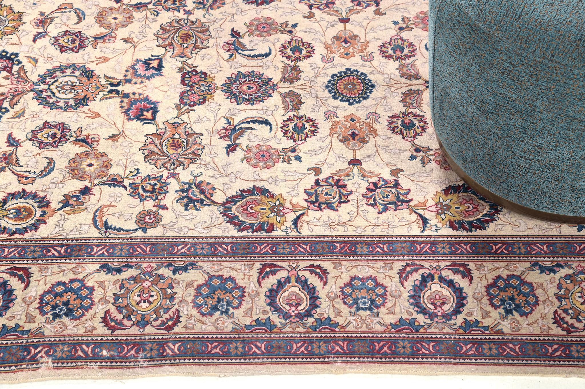 Hand-Knotted Mehraban Persian Kashan Rug For Sale