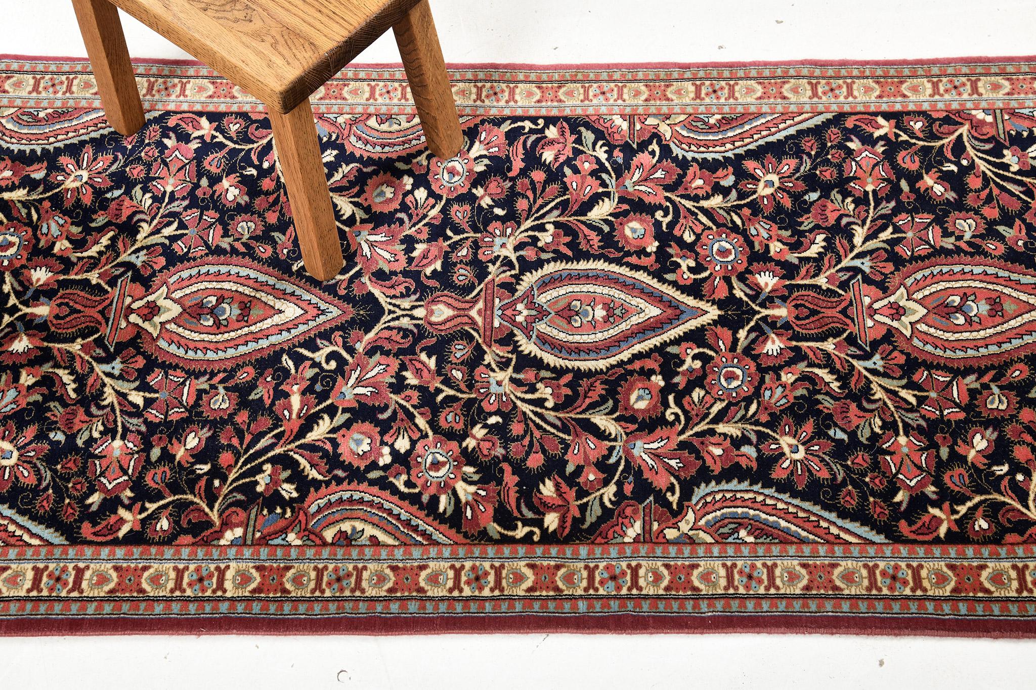 Hand-Knotted Persian Qum Runner For Sale