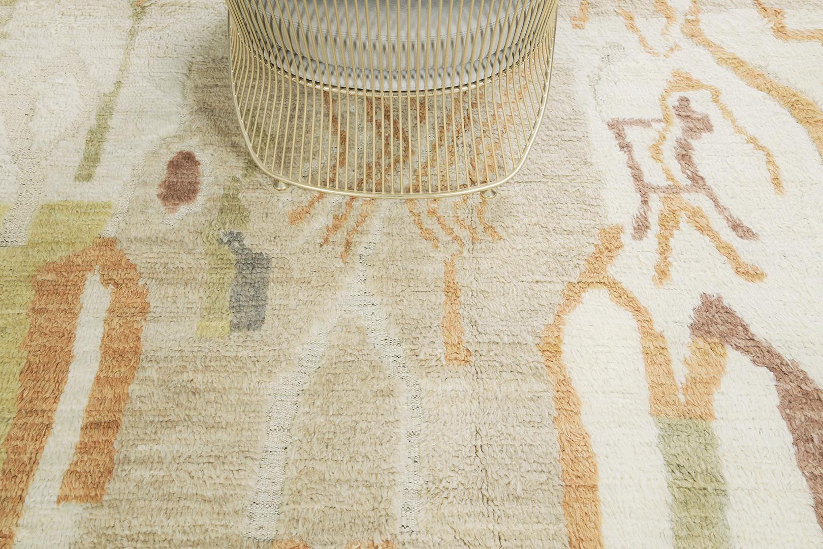 Rikasa is a luxurious wool with amorphous shapes in subtle gradations of cider orange, bronze and ivory. Its embossed handwoven wool features a series of free-spirited rugs that feels innately soft underfoot and is enhanced by extraordinary, valiant