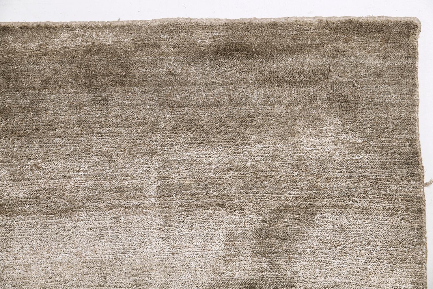 Indian Mehraban Solid Design Bamboo Silk Rug Dara For Sale
