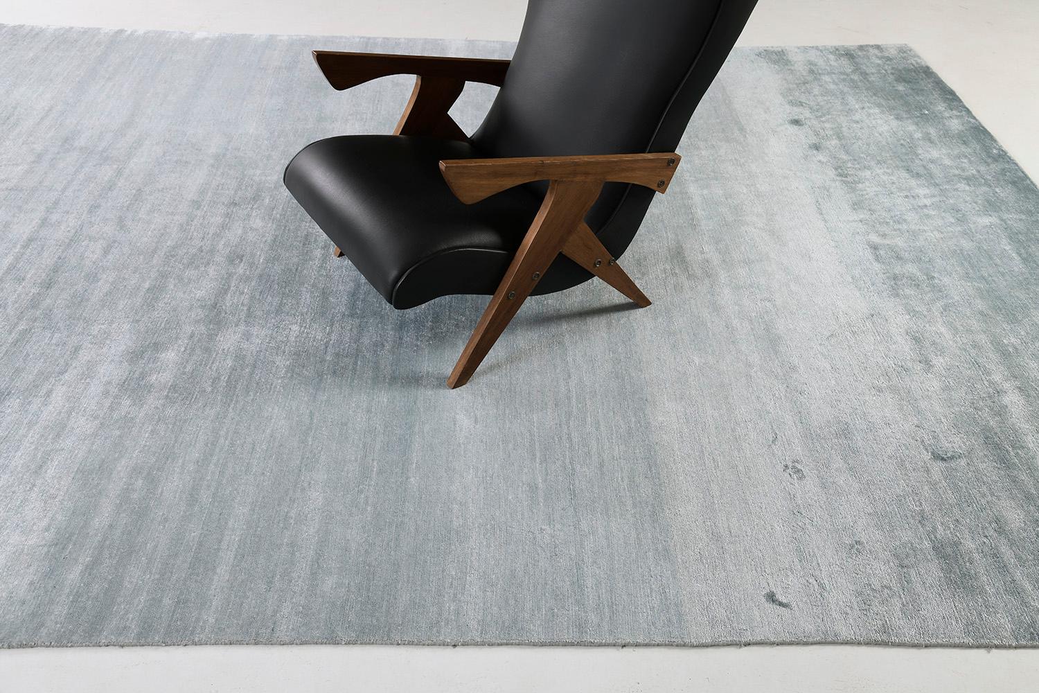 Hand-Knotted Mehraban Solid Design Bamboo Silk Rug Dara For Sale