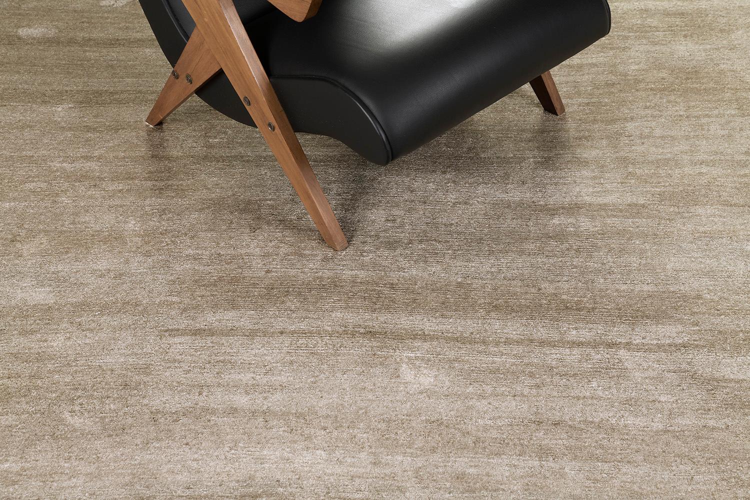 Hand-Knotted Mehraban Solid Design Bamboo Silk Rug Dara For Sale
