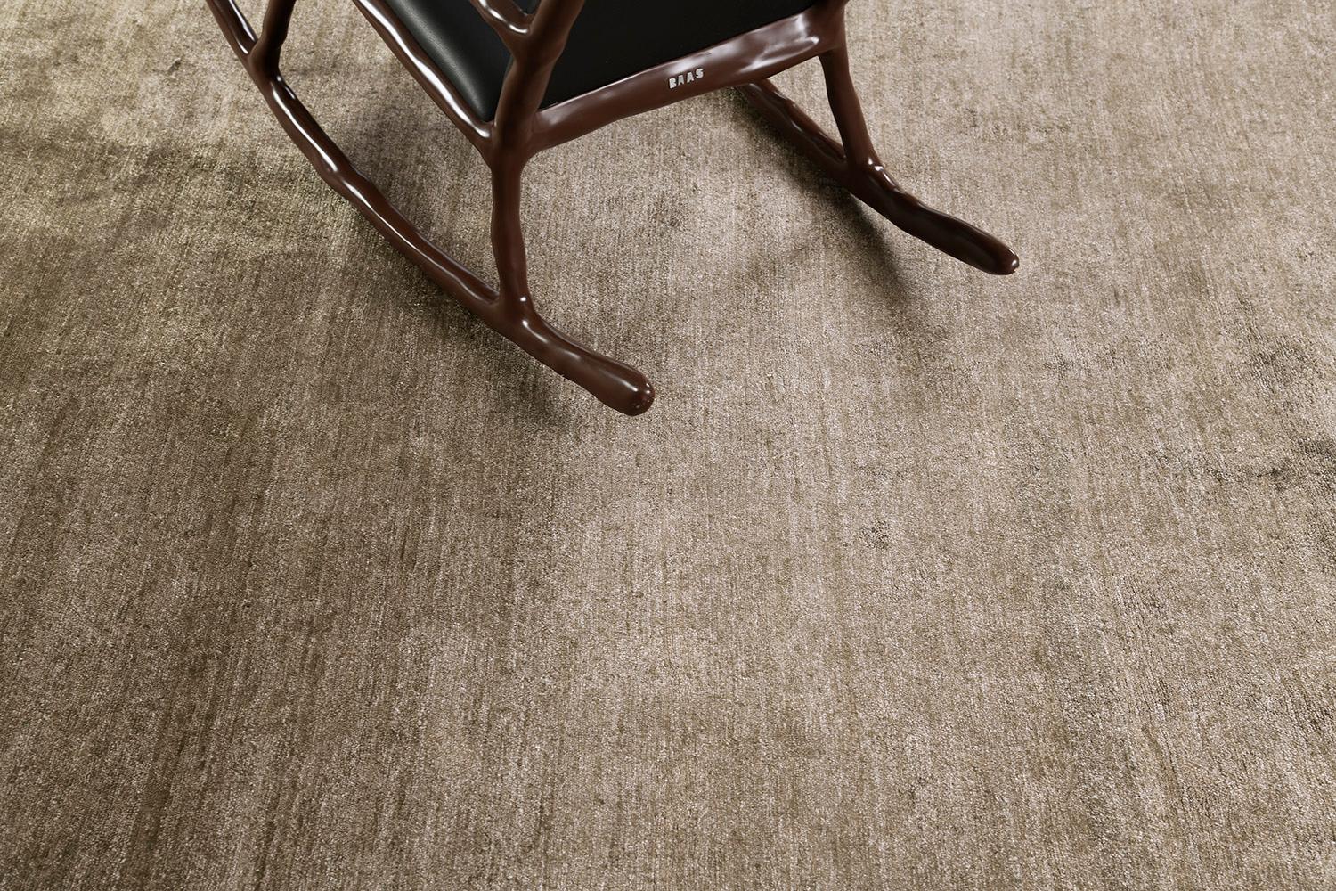 Hand-Knotted Mehraban Solid Design Bamboo Silk Rug Dara For Sale